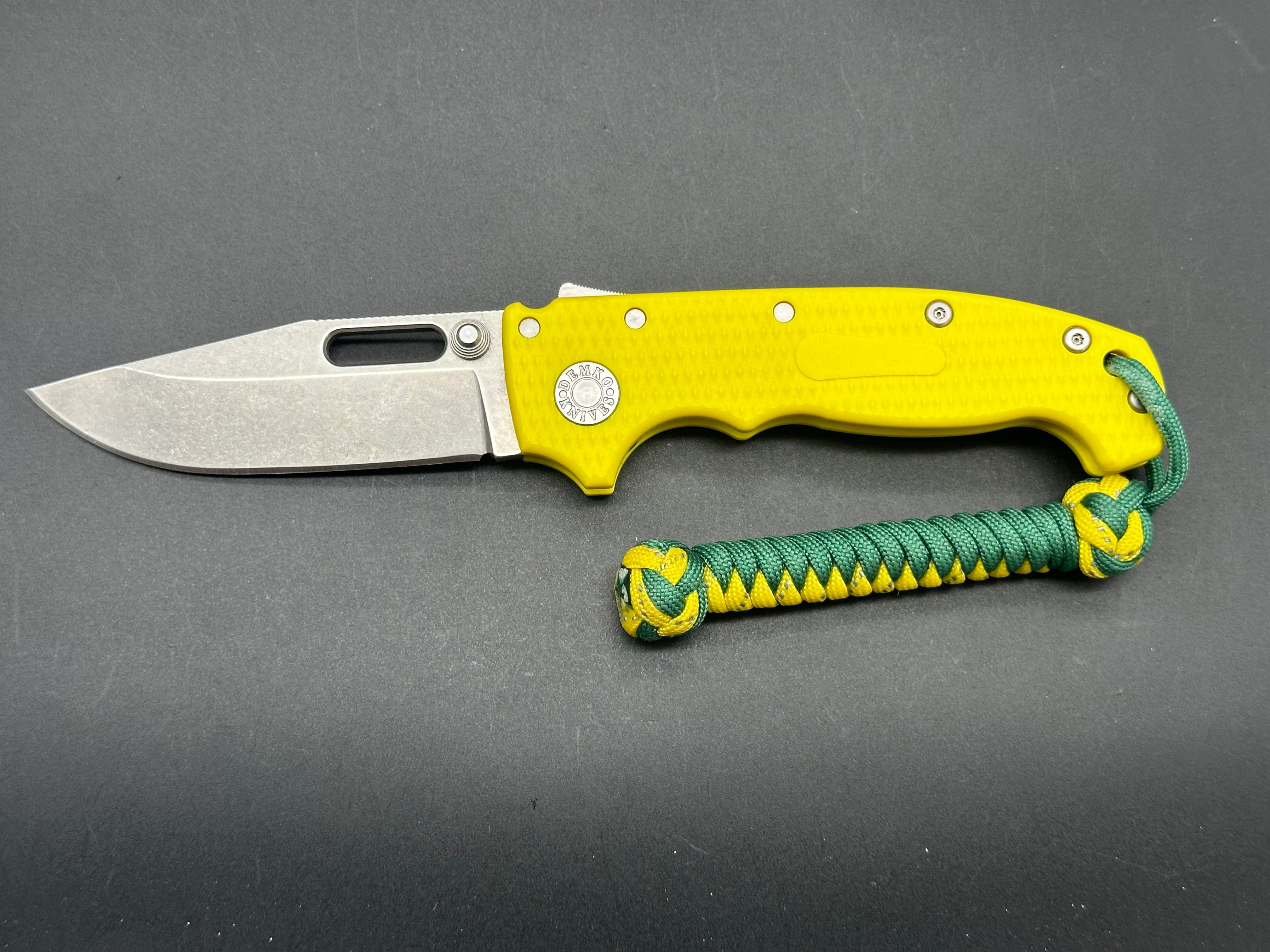 Demko AD20 Folding Knife with Yellow FRN Scales & 20CV Blade - EDC, Outdoor Camping, Hunting, and Survival Tool