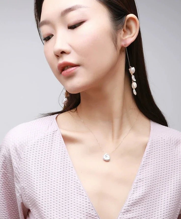 Falling Petals Baroque Pearl Dangle Earrings - 4-Petal Design Vintage Jewelry for Women | Perfect for Weddings, Parties & Special Occasions