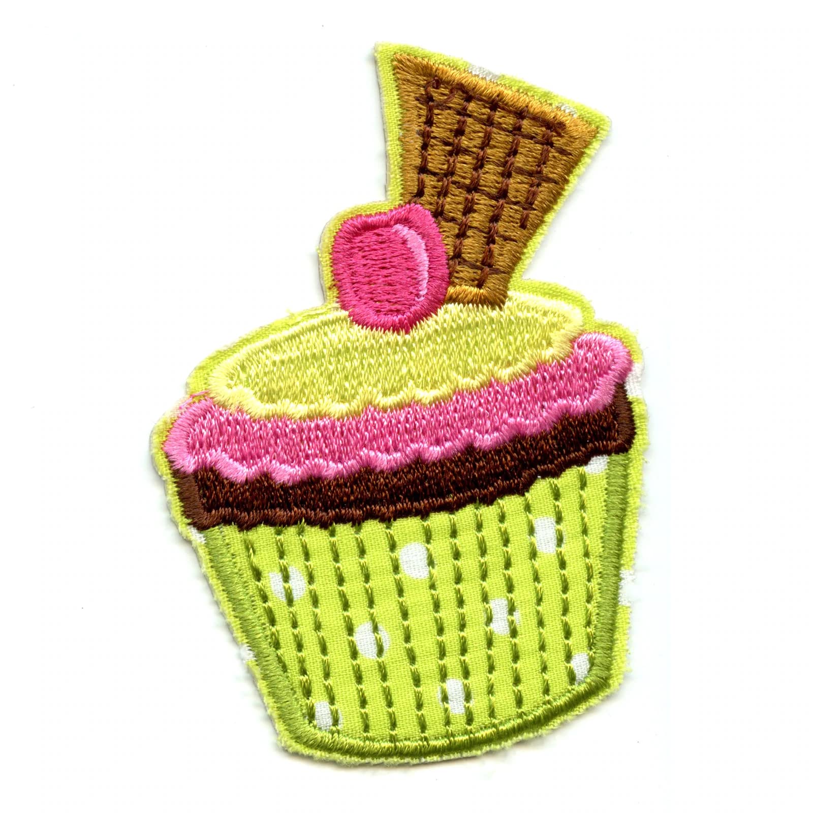 Cute Cupcake with Waffle Cone Iron On Patch - DIY Embroidered Applique for Jackets, Hats & Bags - Perfect for Crafting, Costumes & Fashion Upgrades