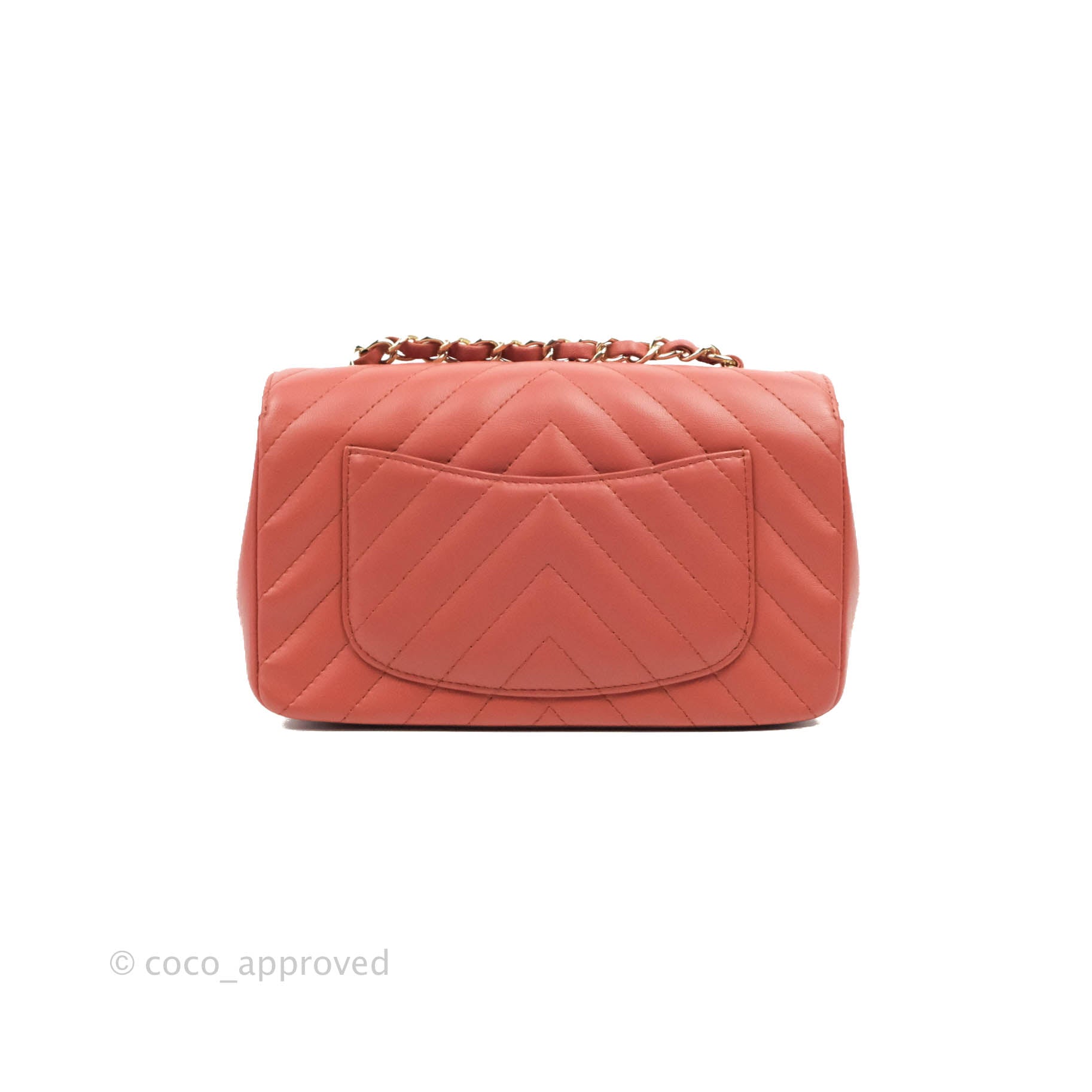 Chanel Chevron Mini Rectangular Flap Bag in Brick Red Lambskin Leather with Aged Gold Hardware - Luxury Crossbody Purse for Women, Perfect for Date Night & Special Occasions