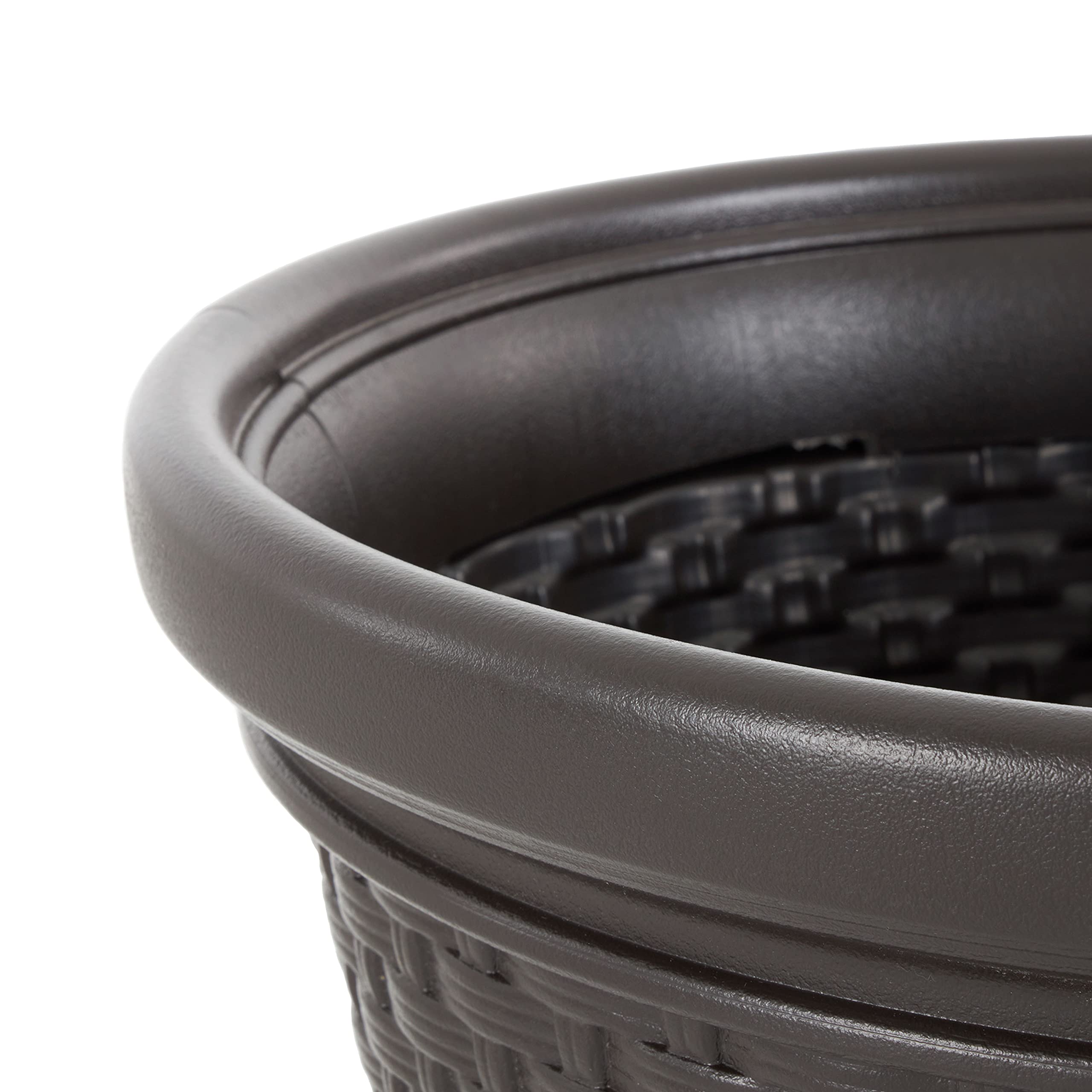 Suncast 100-Foot Resin Wicker Garden Hose Holder - Decorative Outdoor Water Hose Storage Pot (4-Pack) - Perfect for Yard, Patio, and Garden Organization