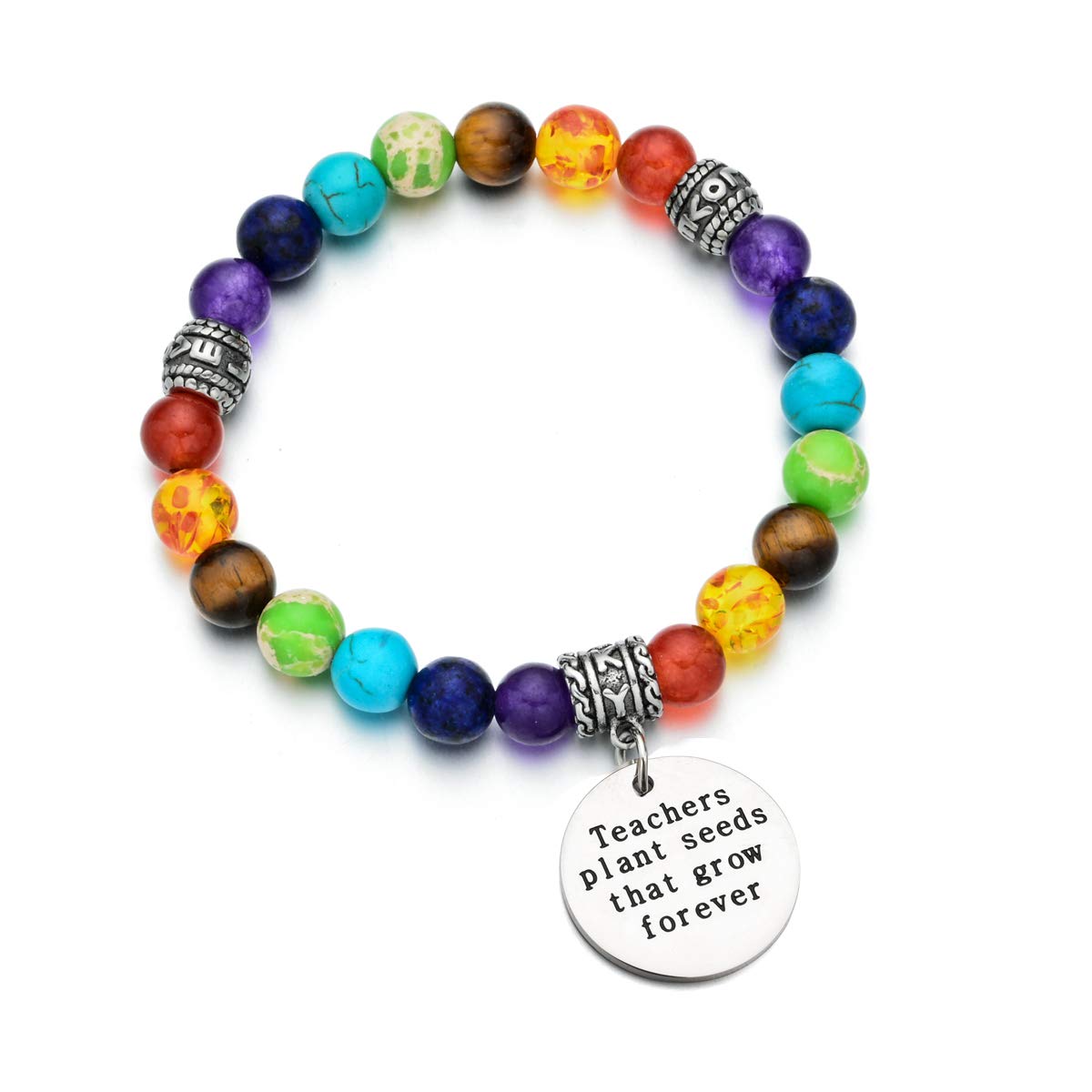 7 Chakra Healing Beads Bracelet - Spiritual Teacher Appreciation Gift, Graduation Jewelry for Educators - Perfect for Yoga, Meditation & Stress Relief