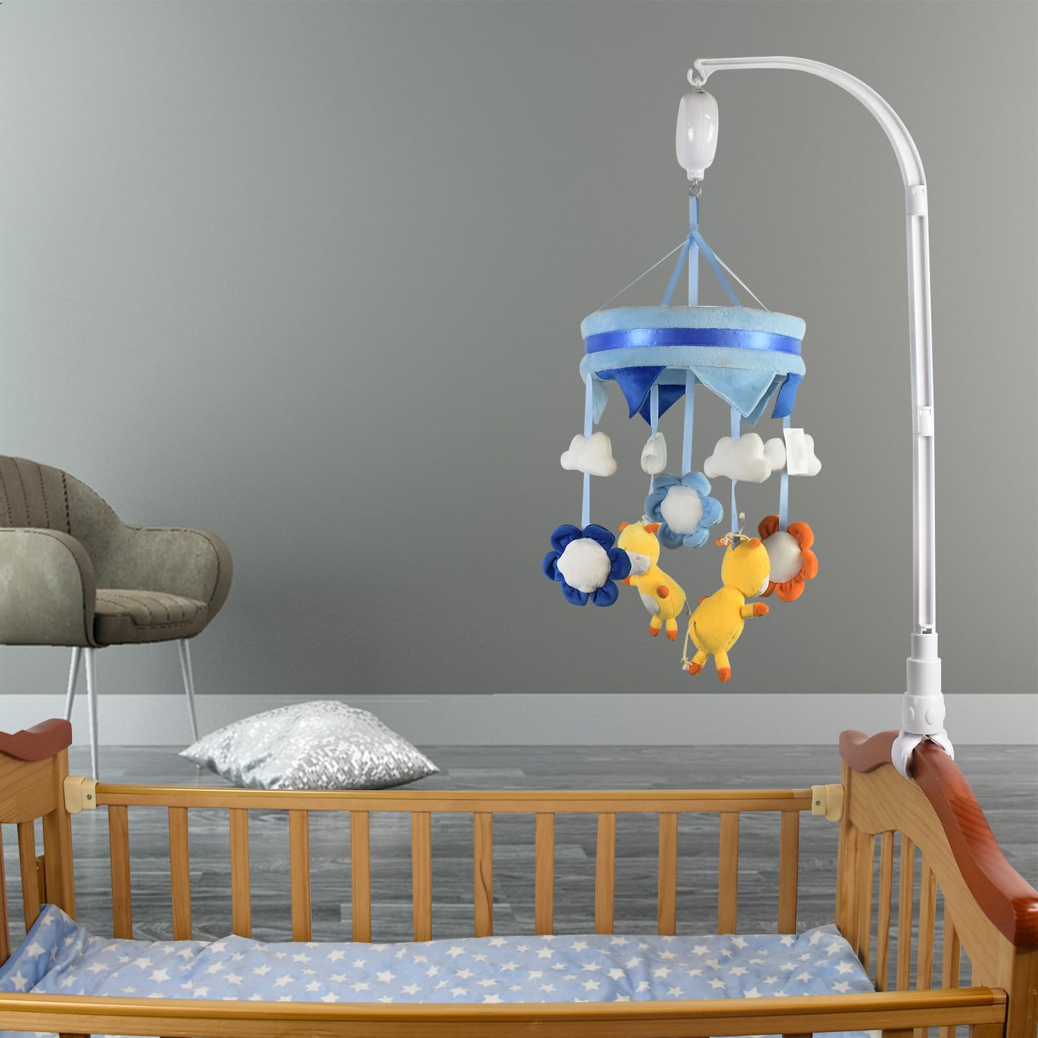 Adjustable Height Baby Crib Mobile Arm Stand - 32 Inches White DIY Nursery Hanger for Newborns & Infants - Perfect for Bedroom Decor, Baby Showers, and Gift Ideas