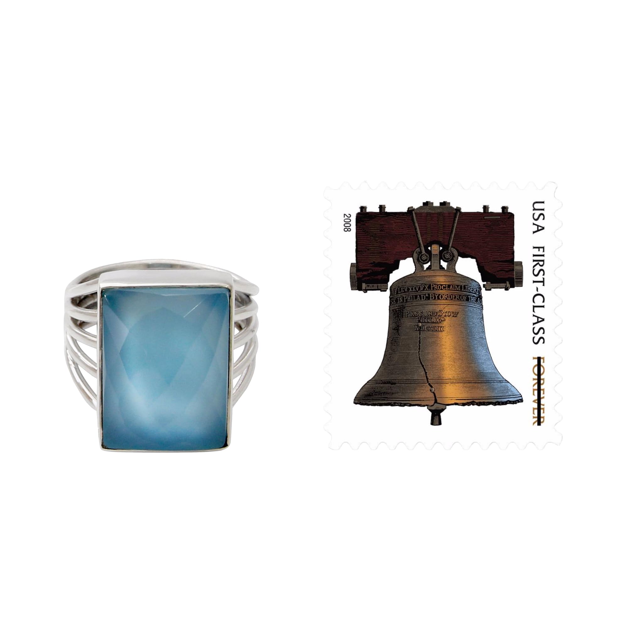 NOVICA Artisan Handmade .925 Sterling Silver Blue Chalcedony Cocktail Ring - 'Sky Reflection' Gemstone Jewelry from India | Perfect for Evening Parties, Weddings & Special Occasions