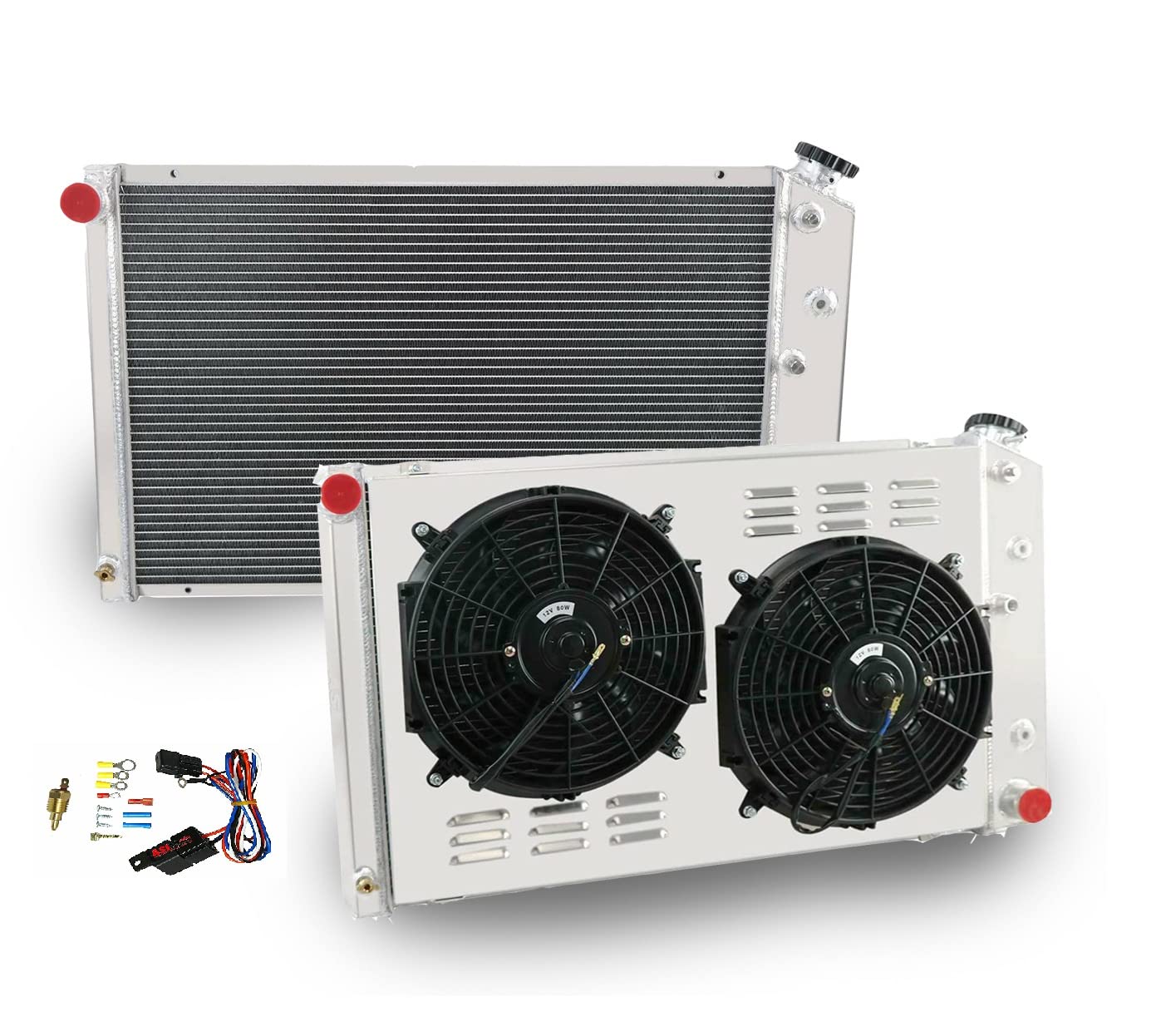 4-Row Aluminum Radiator with Shroud & 12