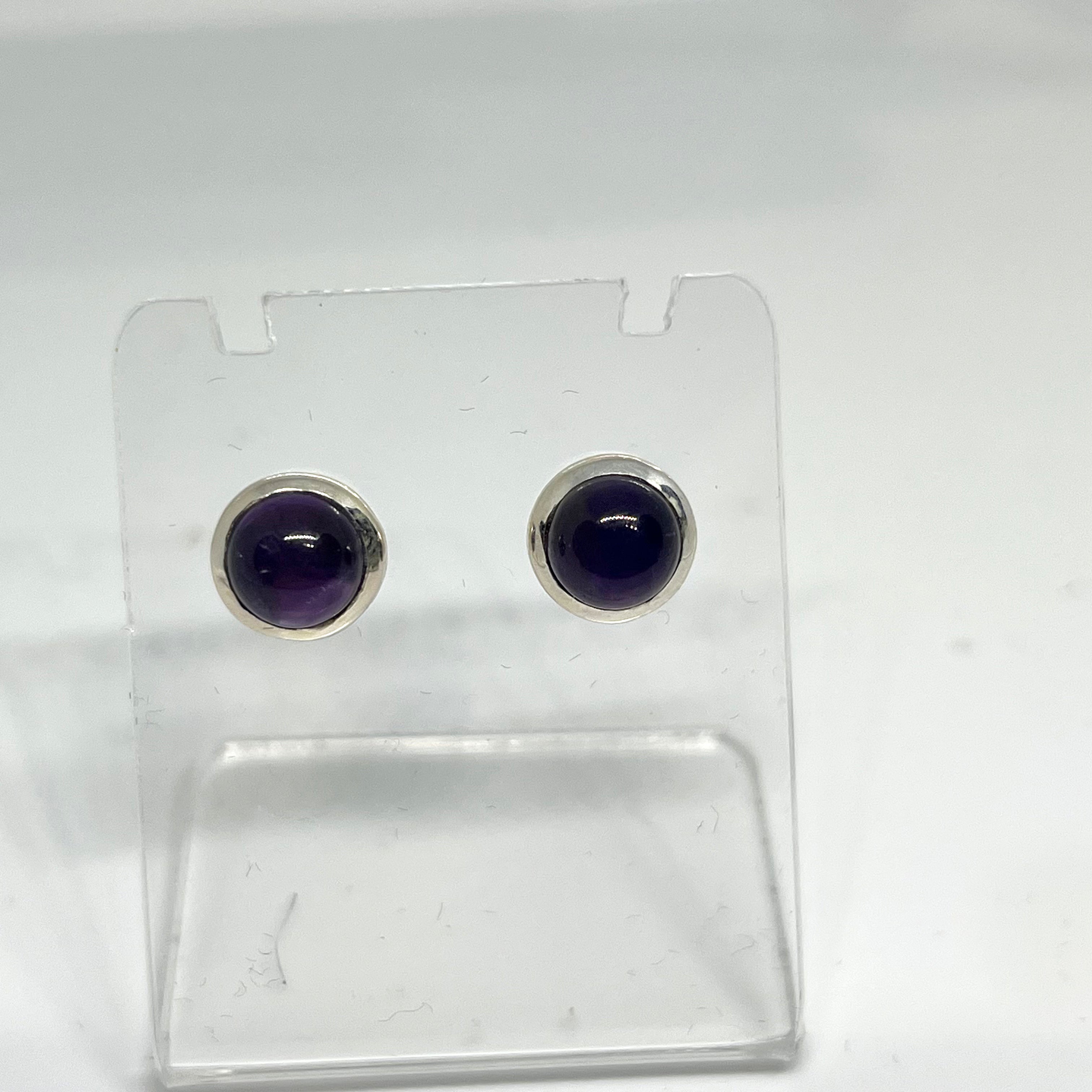 6.5mm Round Cabochon Bezel Set Stud Earrings - PSE018 - Perfect for Everyday Wear, Gift Giving & Special Occasions
