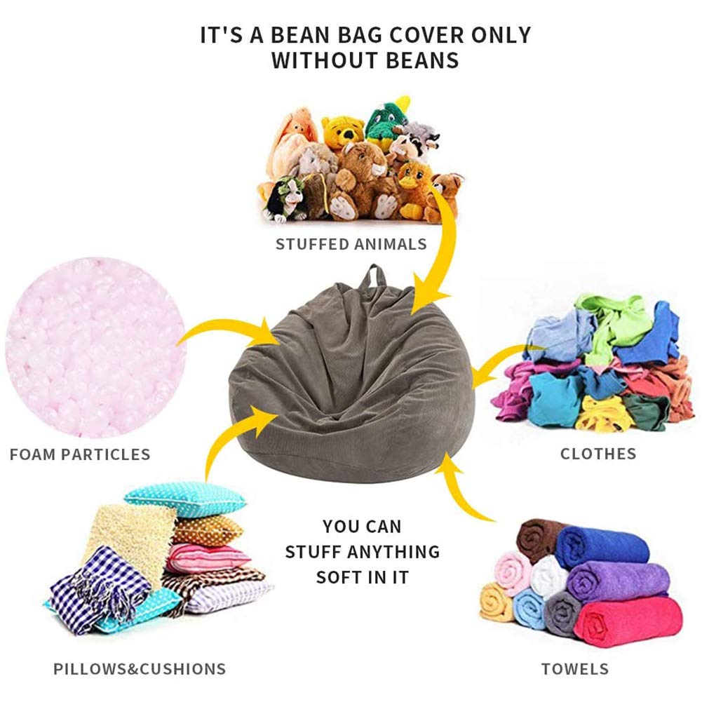 Nobildonna Bean Bag Chair Cover for Stuffed Animals Storage - No Filling, Washable Liner Only (110x89cm) - Soft Fabric Kids & Adults Bean Bag Replacement Cover - Perfect for Playrooms, Dorms & Living Rooms