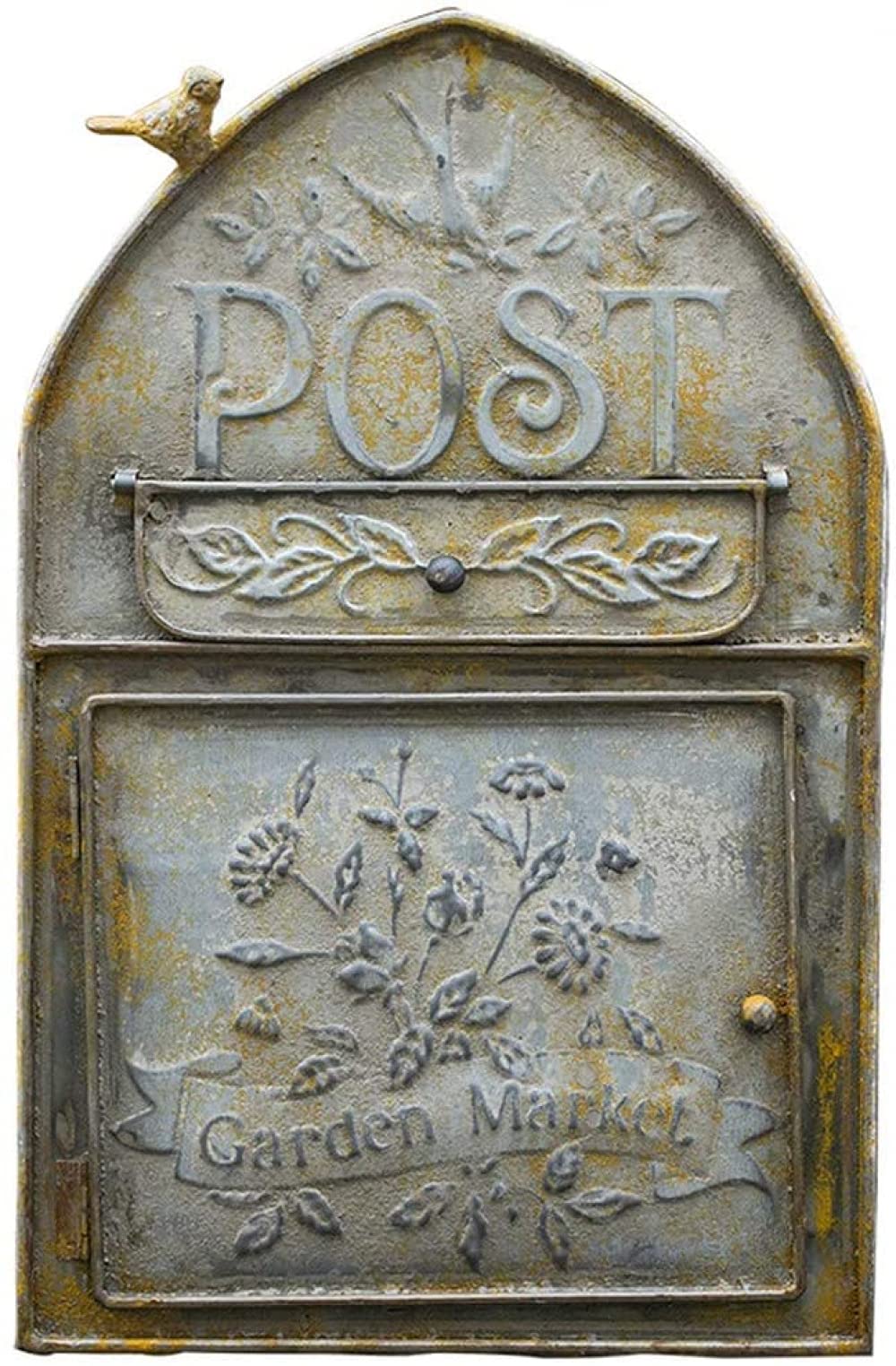 Rustic Wrought Iron Wall Mounted Mailbox with Decorative Bird Design - Perfect for Country Homes, Farmhouses & Cottage Style Exteriors
