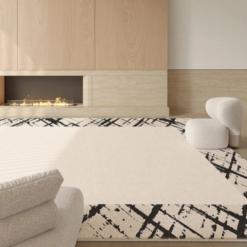 Kori Velvet Geometric Waterproof Antibacterial Area Rug - Soft Non-Slip Washable Carpet for Living Room, Bedroom, Nursery & Office