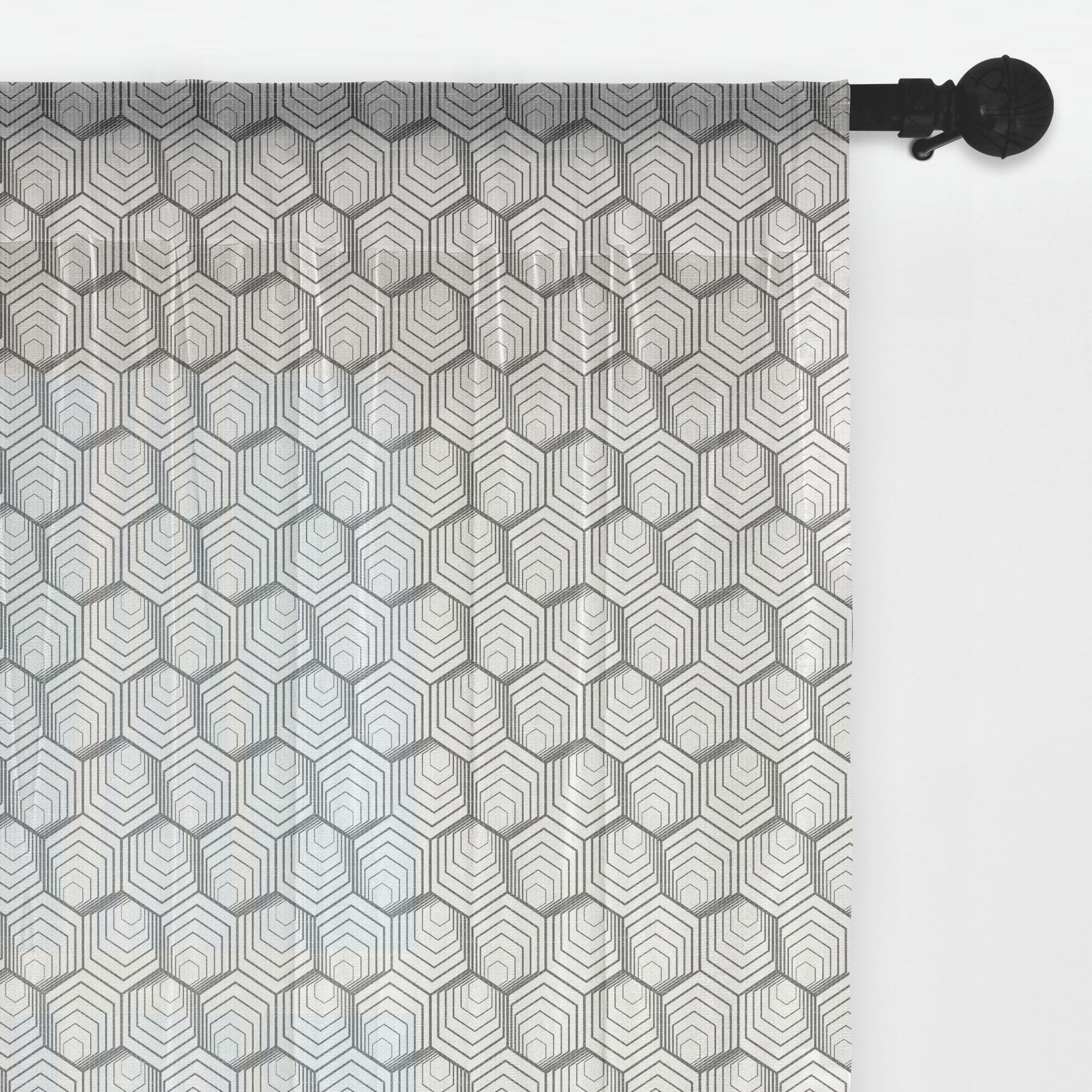 Ambesonne Abstract Tulle Curtains with Rod Pocket - Modern Geometric Optical Illusion Print Sheer Drapes for Living Room & Bedroom - 2 Panels 108x72 Inches in White Charcoal Grey - Perfect for Weddings, Parties & Home Decor