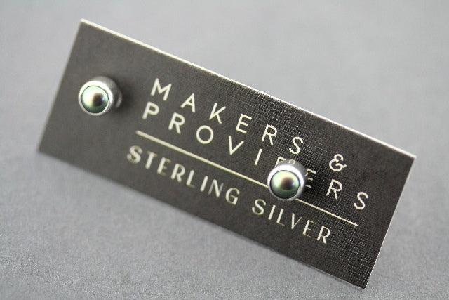 4mm Silver Stud Earrings with Black Pearl - Elegant Jewelry for Women, Perfect for Parties, Weddings & Everyday Wear