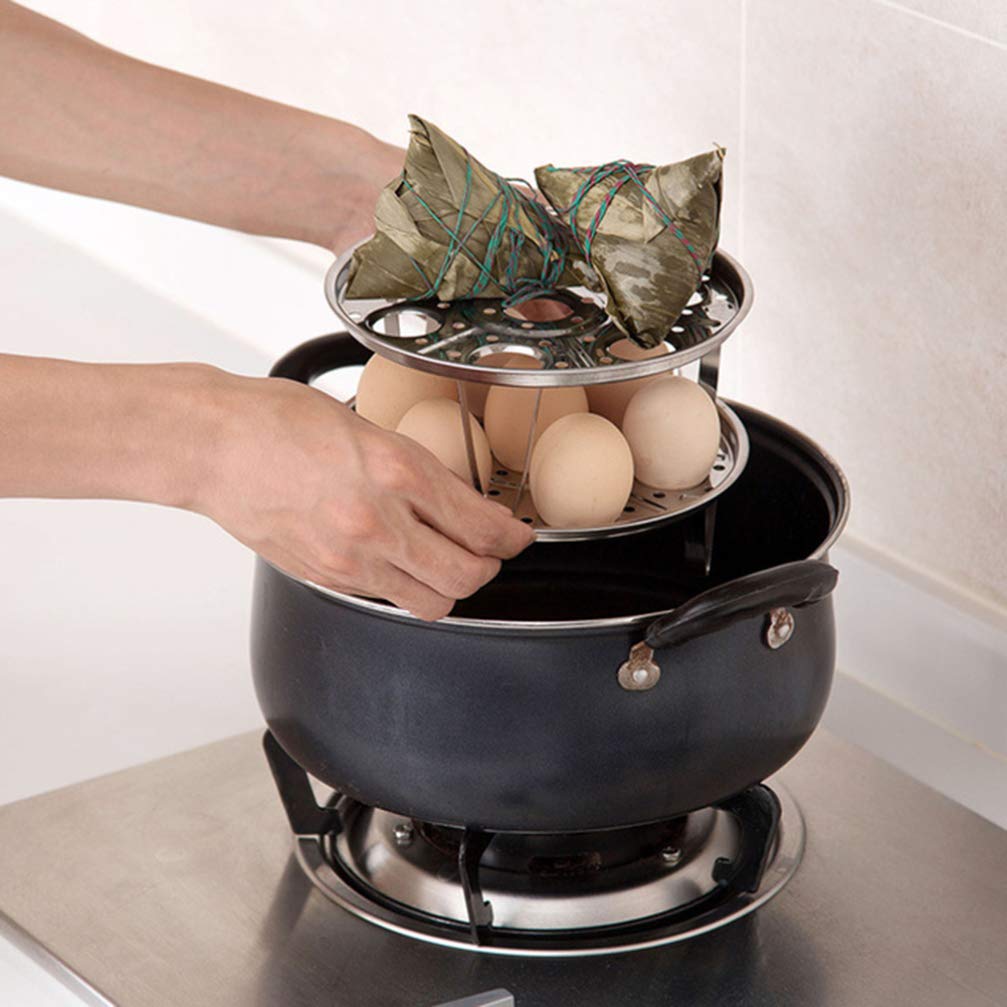 DOITOOL 2-Piece Stainless Steel Egg Steamer Rack Set - Round Steam Rack Stand for Cooking, Boiling & Poaching Eggs - Perfect for Kitchen, Camping & Meal Prep