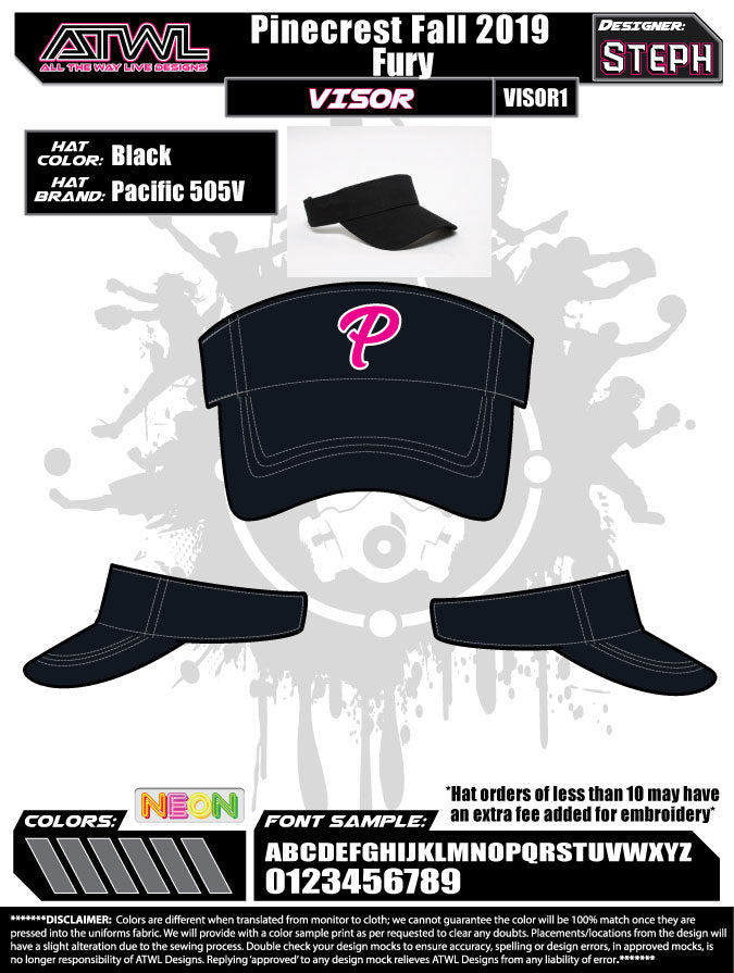 Pinecrest Fall League Visors - Adjustable Baseball & Softball Hats for Men & Women - Perfect for Outdoor Sports, Golf, and Casual Wear