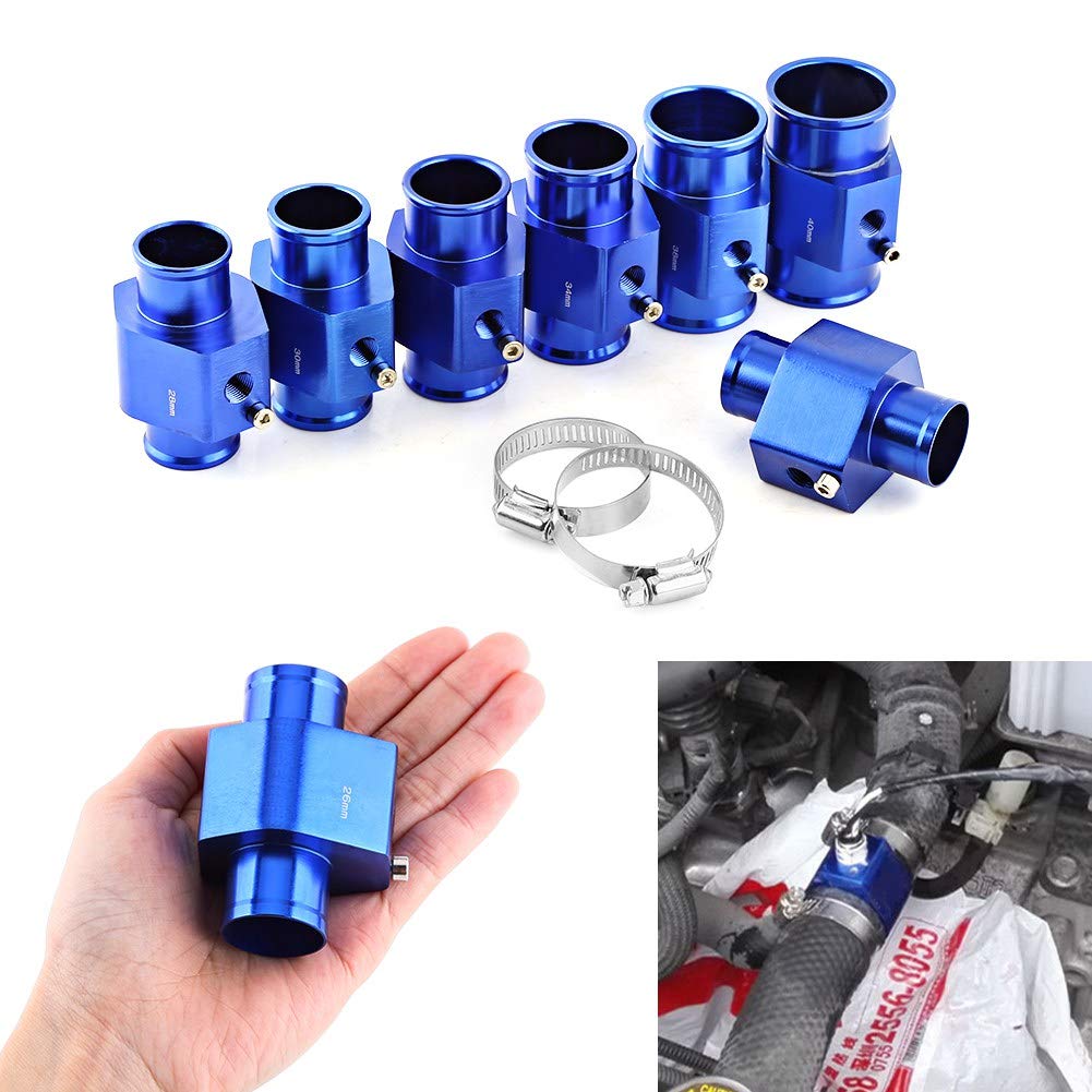 Keenso Universal Aluminum Water Temperature Joint Pipe Gauge - 26mm to 40mm (28mm) Blue Radiator Hose Adapter for Car, Truck & Motorcycle Cooling Systems