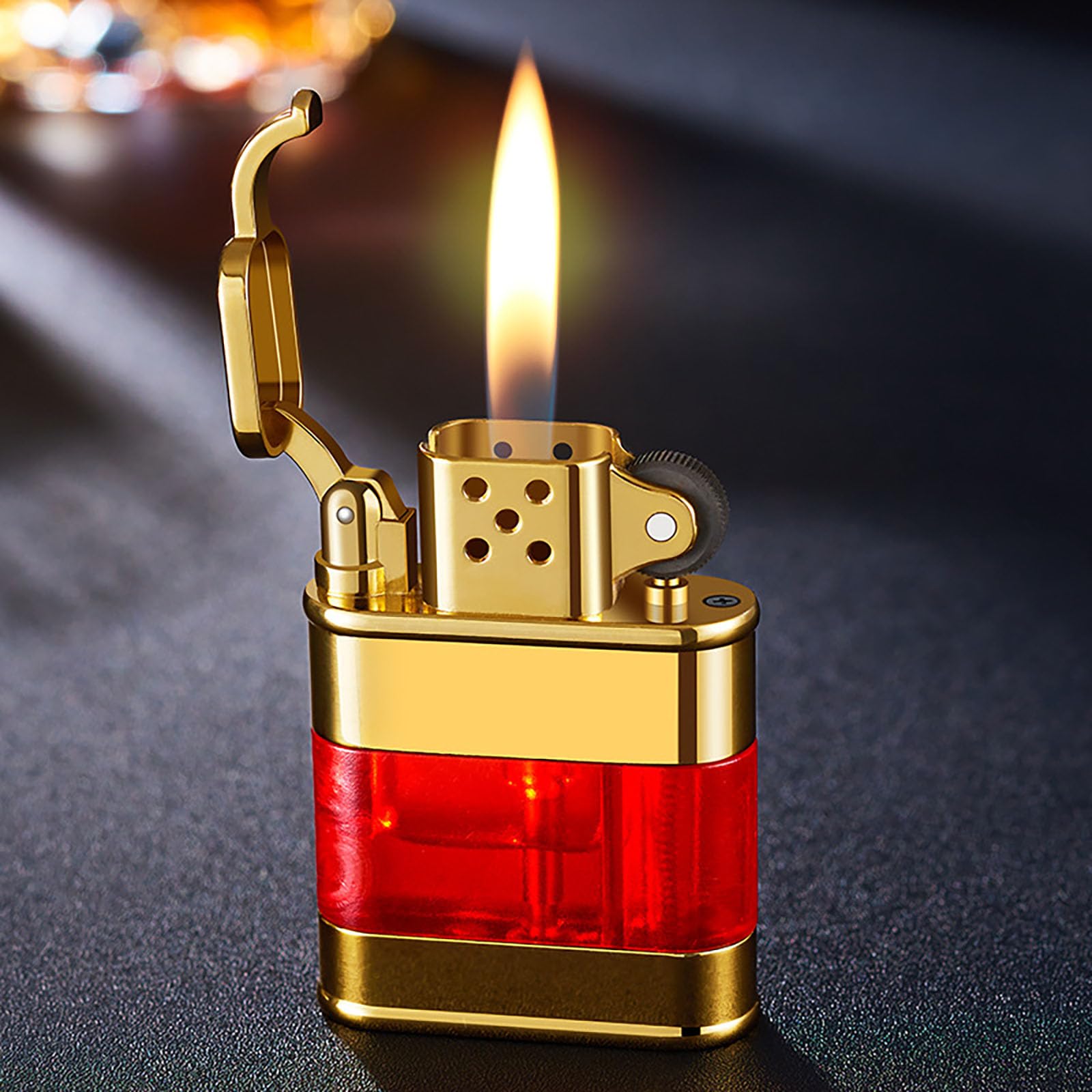 Windproof Refillable Butane Torch Lighter - Single Jet Flame Adjustable Lighter for Cigars, Camping & Outdoor Use (Style C)