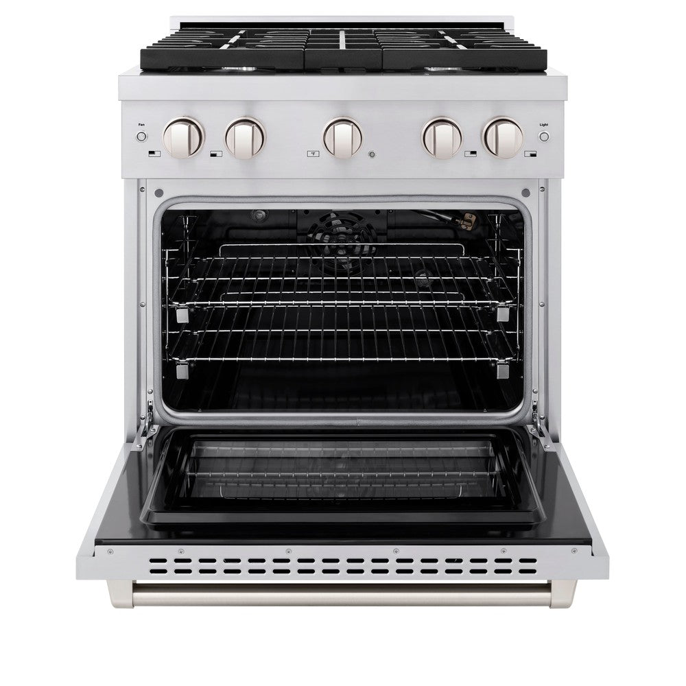 ZLINE 30-inch 4.2 cu.ft Stainless Steel Dual Fuel Range - 4 Burner Gas Cooktop & Electric Convection Oven (Model SDR30) | Perfect for Modern Kitchens, Home Chefs & Professional Cooking