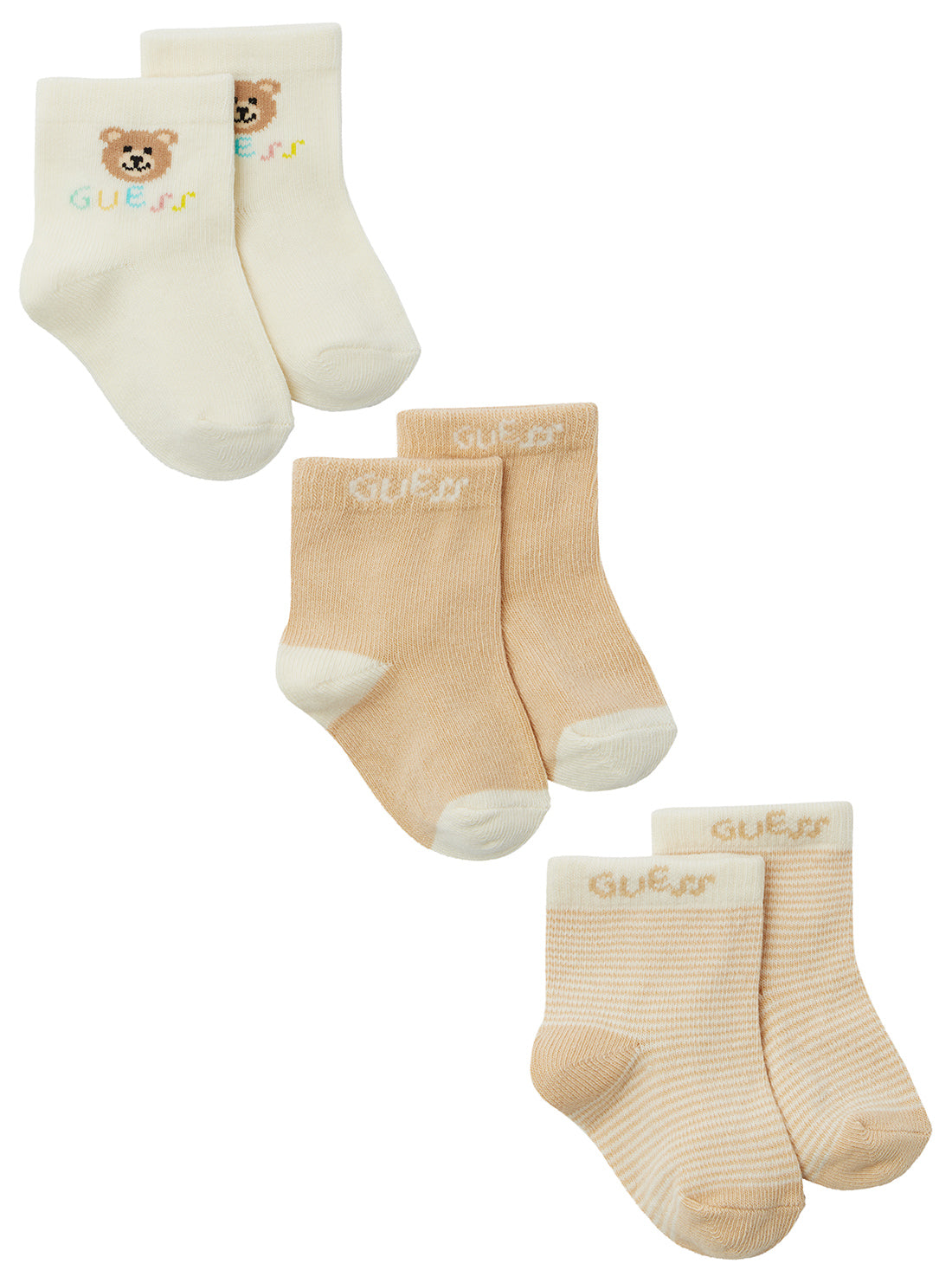 Soft Beige 3-Piece Cotton Socks Set for Women - Comfortable Everyday & Casual Wear - Perfect for Home, Office & Travel