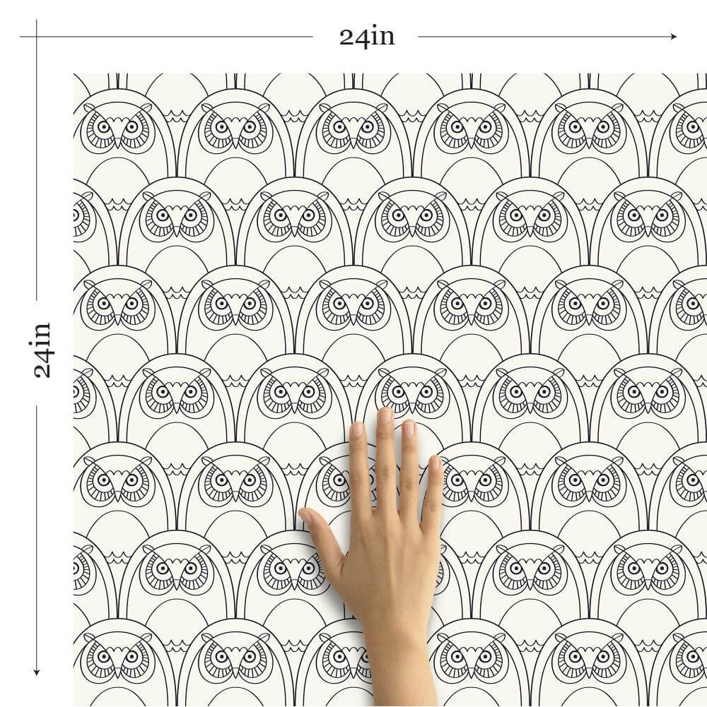 White Owl Animal Peel and Stick Removable Wallpaper - Self-Adhesive Decorative Wall Covering for Nursery, Kids Room & Home Decor - Easy to Apply & Remove