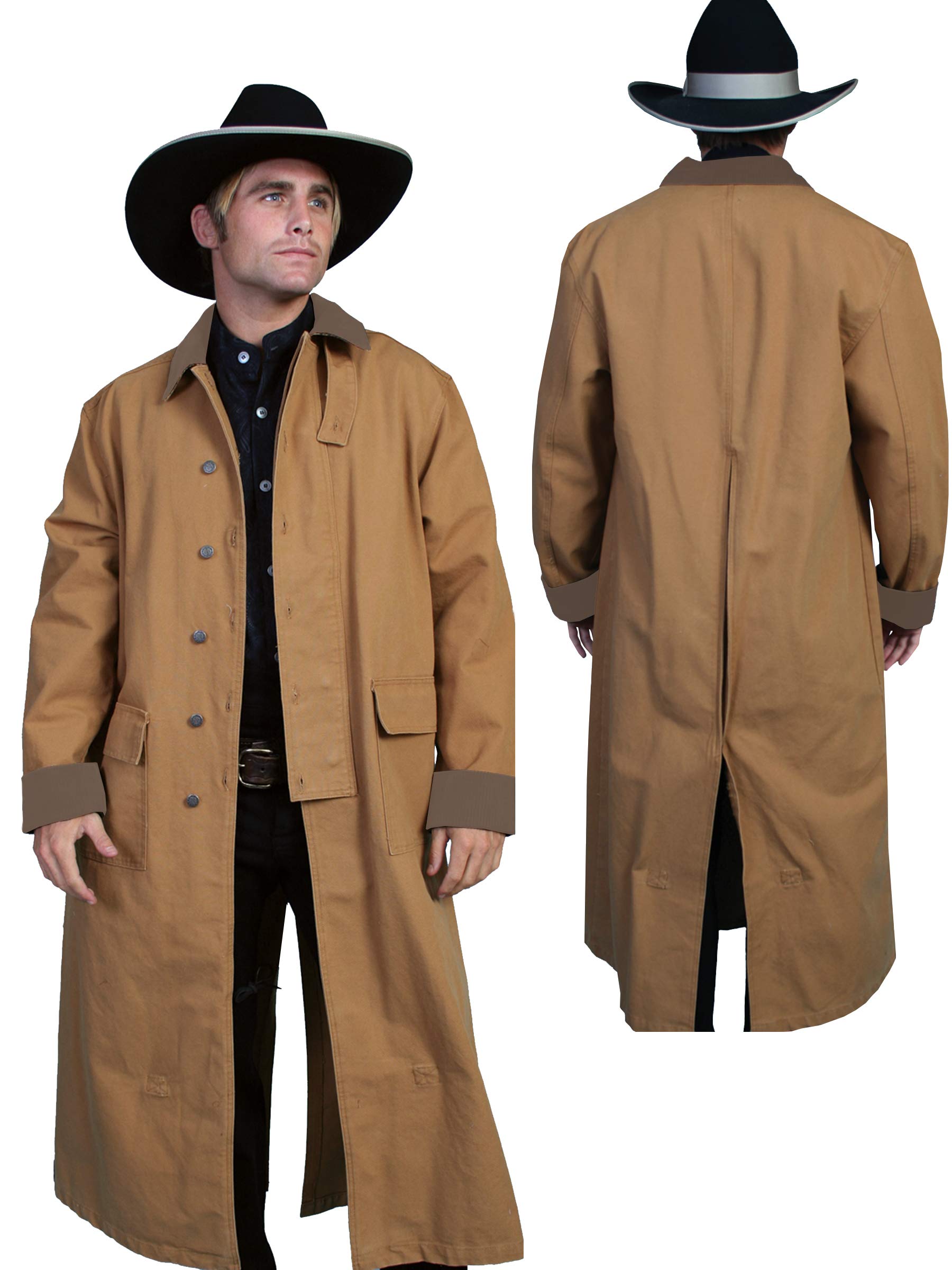 Scully RW107 Men's Long Canvas Duster Coat - Vintage Western Style Range Wear Jacket for Cowboy, Outdoor & Casual Wear