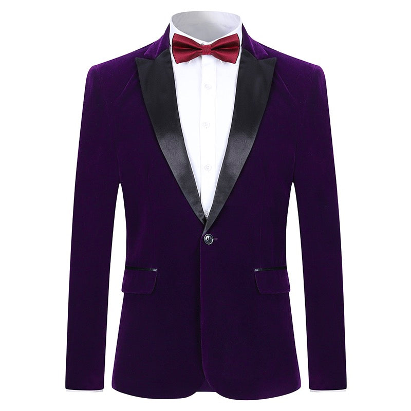Slim Fit 2 Piece Purple Pleuche Velvet Tuxedo Suit for Men - Elegant Formal Wear for Weddings, Prom & Special Occasions