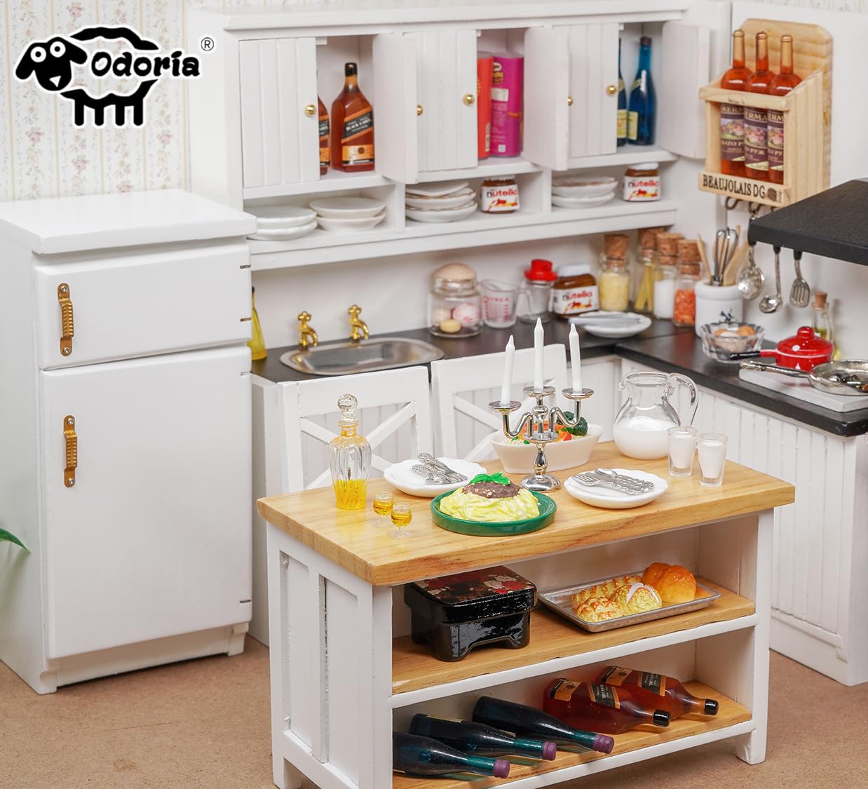 1/12 Scale Miniature Dollhouse Kitchen Accessories - Odoria Mini Shelf for Realistic Dollhouse Decor, DIY Crafts & Model Displays