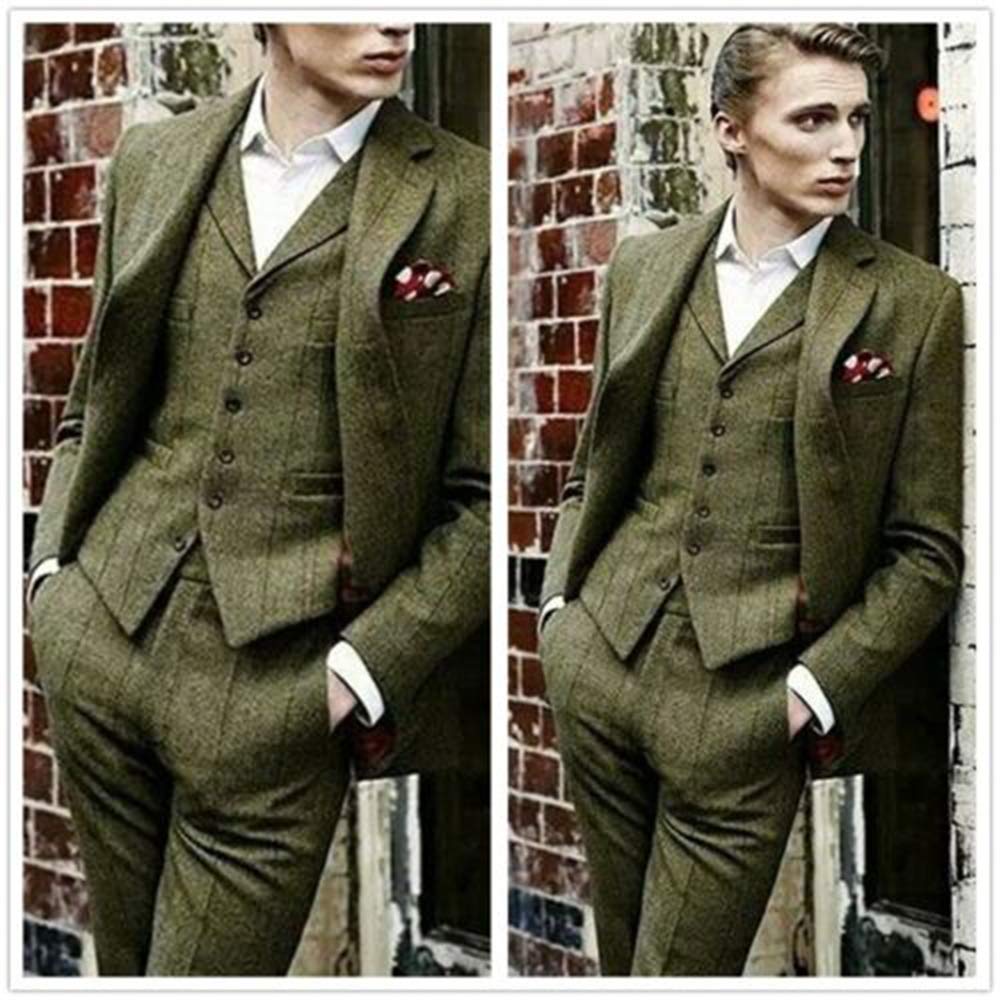 Stylish Men's Plaid Notch Lapel 3-Piece Suit Set - Jacket, Vest & Pants | Formal Business Attire, Wedding, Office & Special Occasions