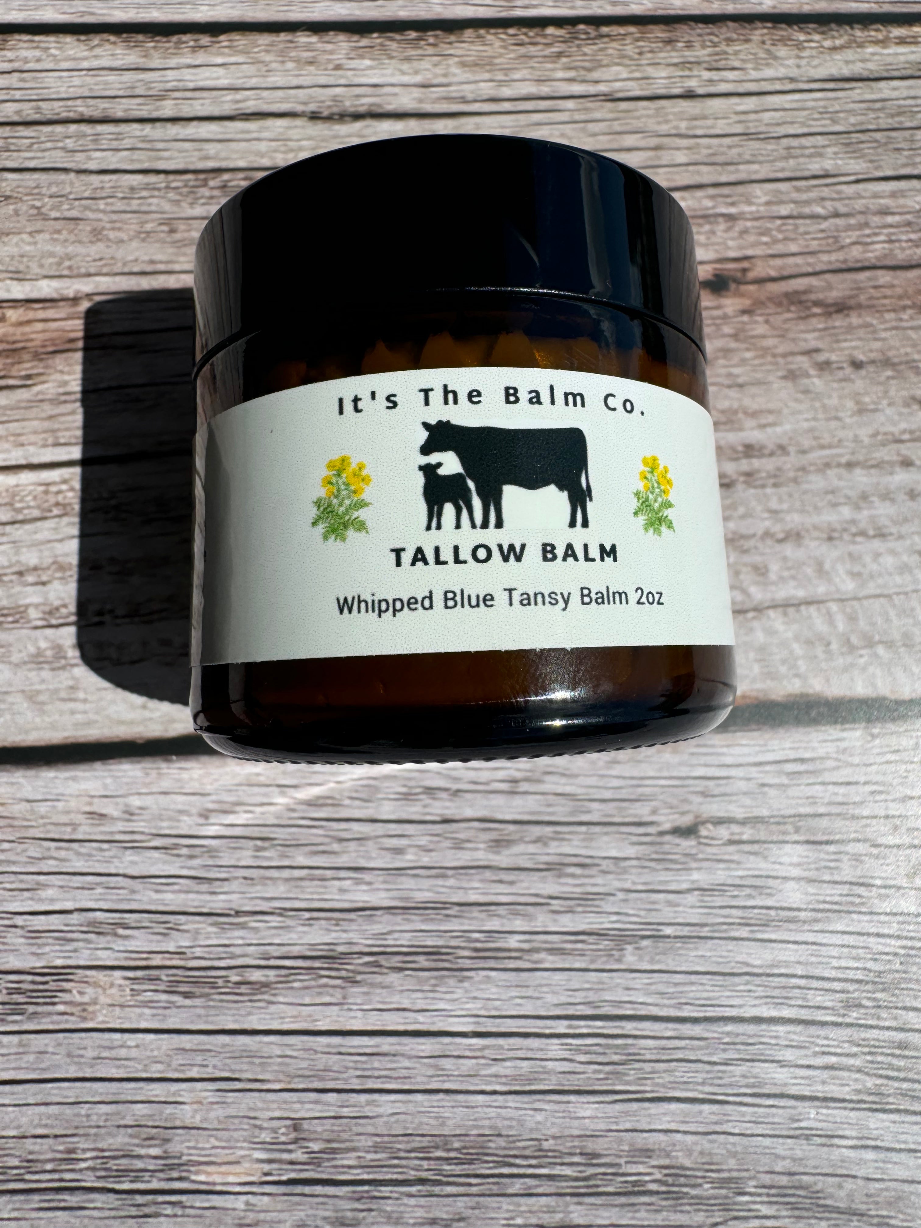 Organic 2oz Whipped Blue Tansy Tallow Balm - Soothing Skin Moisturizer for Dry, Sensitive Skin | Perfect for Face, Body & Night Care Routine