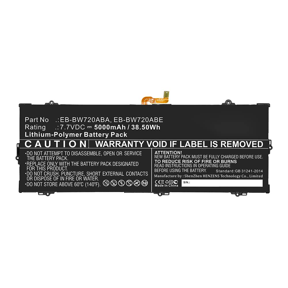 Synergy Digital Replacement Tablet Battery for Samsung EB-BW720ABA - 7.7V 5000mAh Li-Polymer Battery - Perfect for Galaxy Tab 3 7.0 (T210/T211) - Long-Lasting Power for Work, Travel & Entertainment