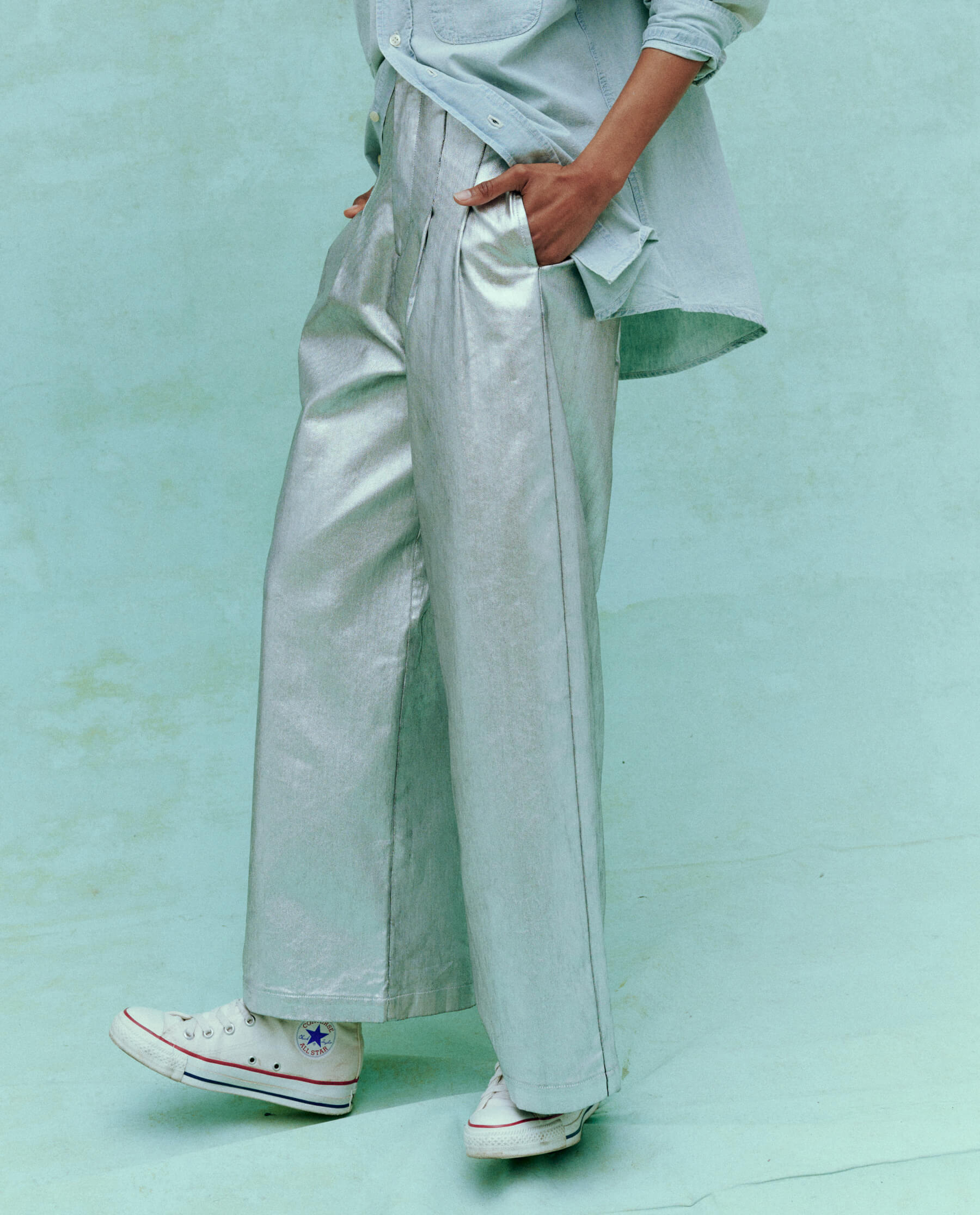 The Sculpted Trouser - High Waist Slim Fit Silver Pants for Women | Perfect for Office Wear, Night Out & Special Occasions
