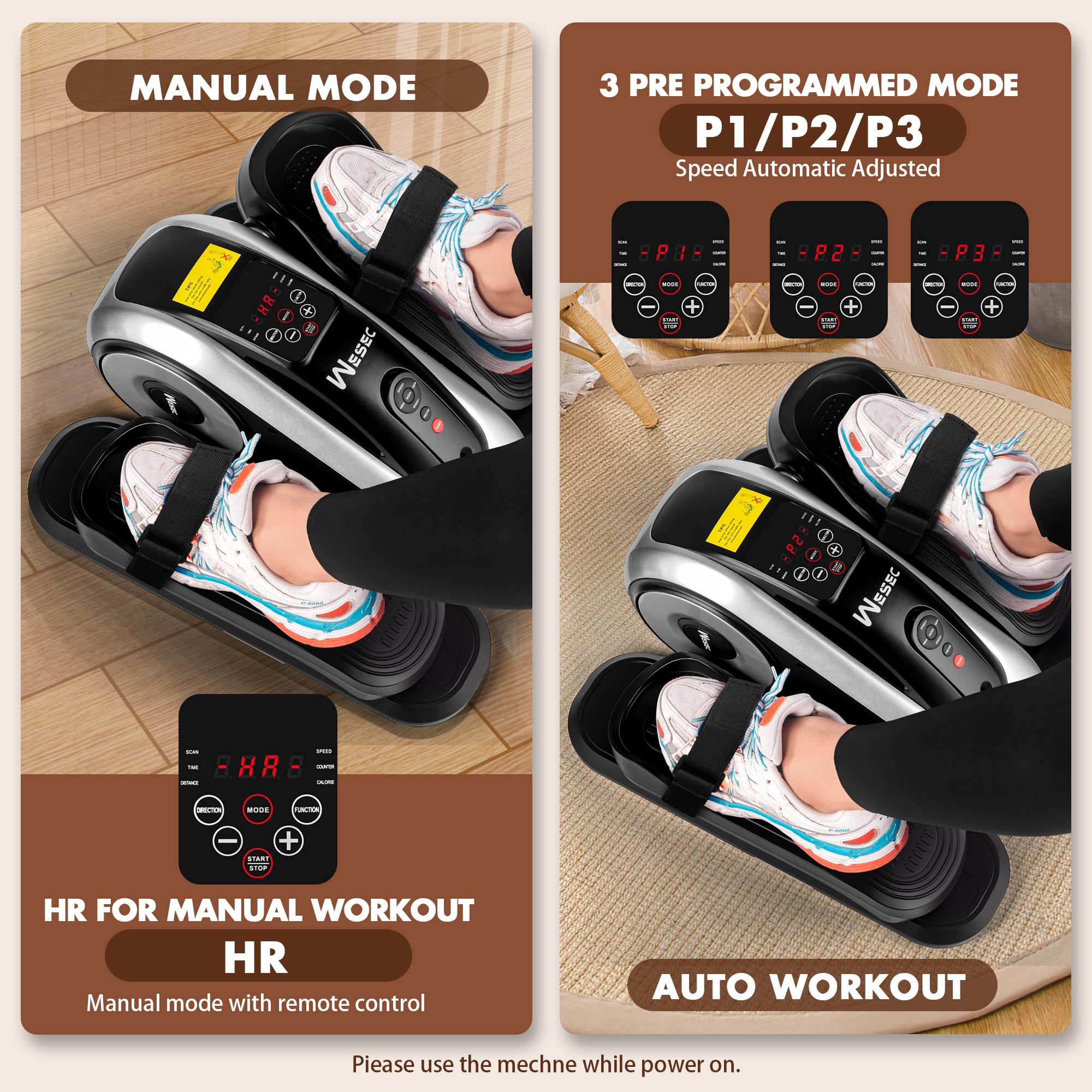 Under Desk Elliptical Machine - Quiet Electric Pedal Exerciser for Seniors with Remote, 12 Speed Levels & Auto/Manual Modes - Compact Leg Exercise Equipment for Home Office, Physical Therapy & Low-Impact Workouts