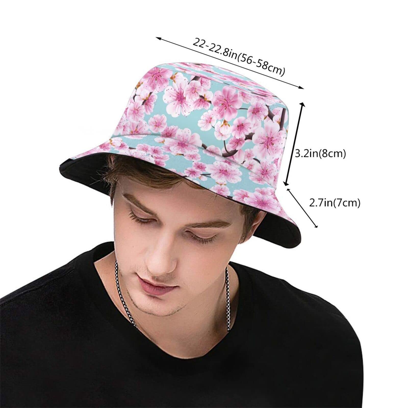 KiuLoam Pink Cherry Blossom Unisex Bucket Hat - Packable Fisherman Hat for Outdoor Summer Travel, Hiking & Beach | Sun Protection for Men & Women | Perfect for Picnics, Festivals & Vacation