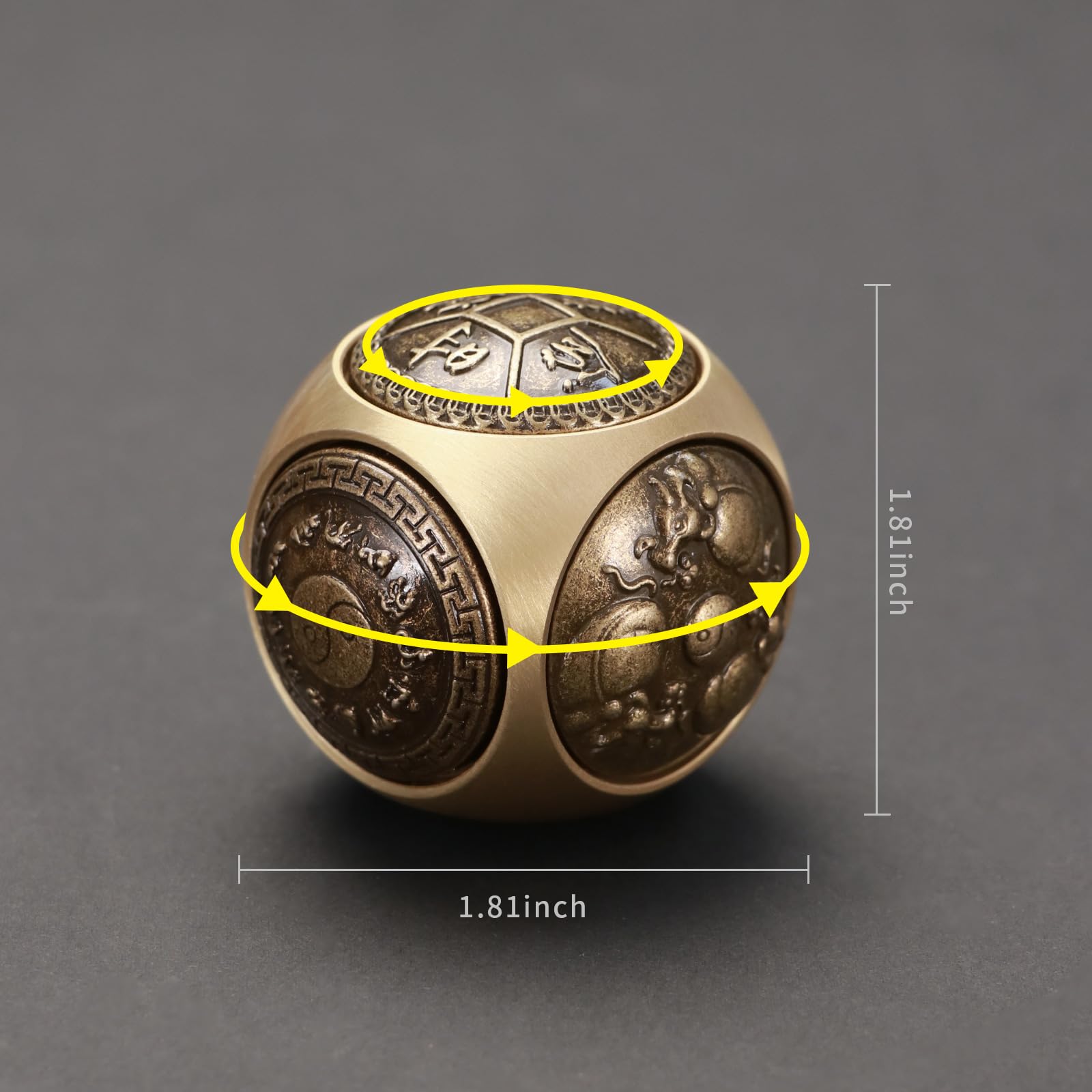 Premium Brass Hexahedral Fidget Spinner for Adults - Anti-Anxiety Stress Relief Hand Toy, 6-Sided Decompression Desk Spinner for Office, Study & Focus - Portable ADHD Sensory Toy for Anxiety Relief & Concentration
