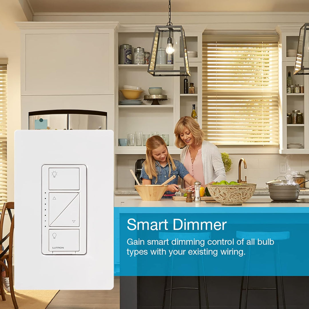 Lutron Caseta Smart Lighting Dimmer Switch and Remote Kit - White (P-PKG1W-WH) | Wireless Light Control for Home Automation | Perfect for Living Rooms, Bedrooms & Smart Homes