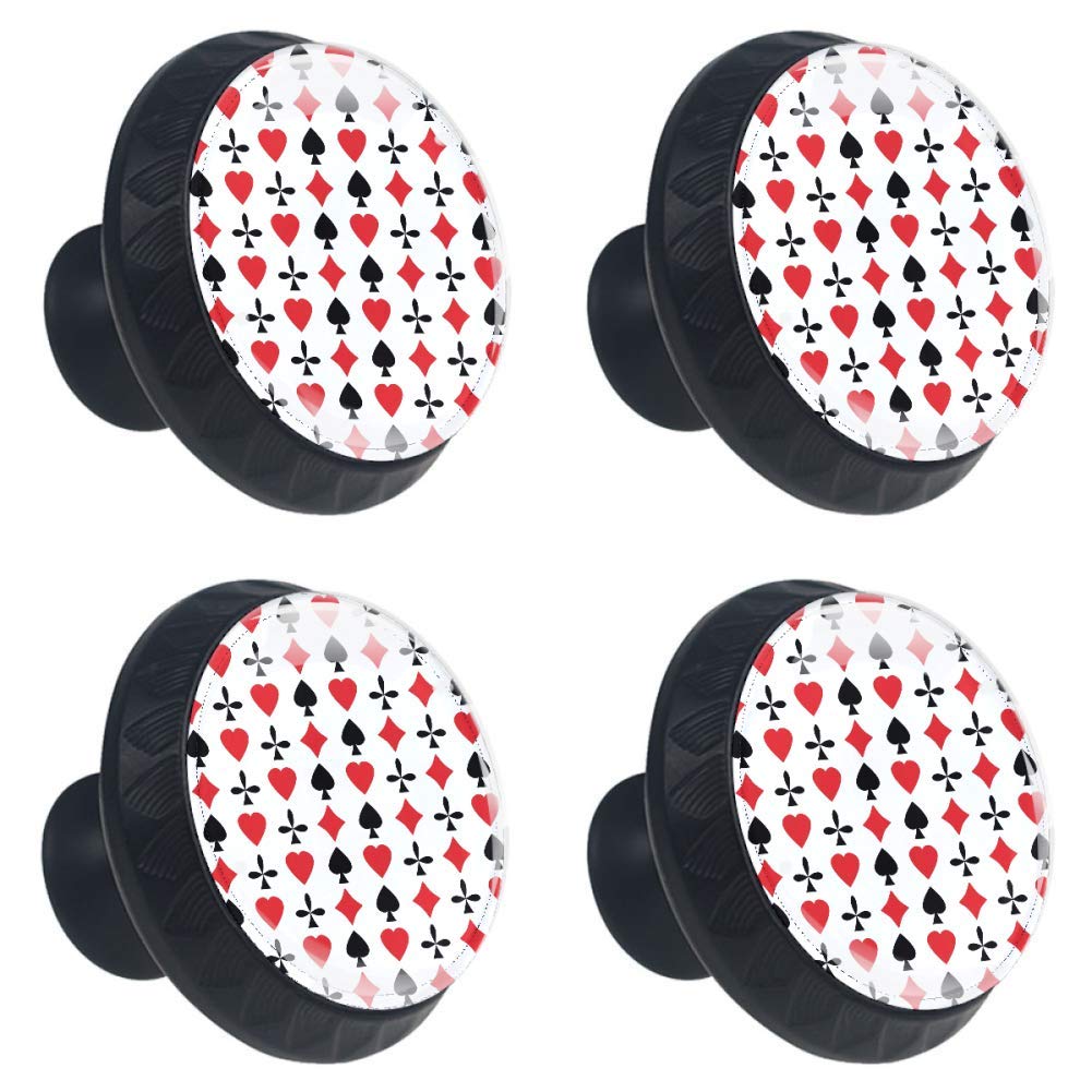 **Idealiy Poker Cards Pattern Drawer Pulls Handles - 4pcs Set with Screws for Cabinet, Dressing Table & Dresser - Vintage Gaming Decor for Home & Bar**