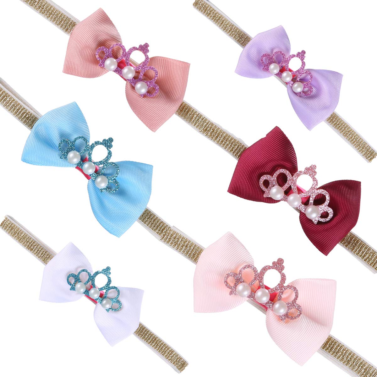 Baby Girls Bow Headbands Set - 6PCS Infant Toddler Hair Accessories for Newborn, Birthday, Photography & Party - Soft Elastic Headbands for Kids