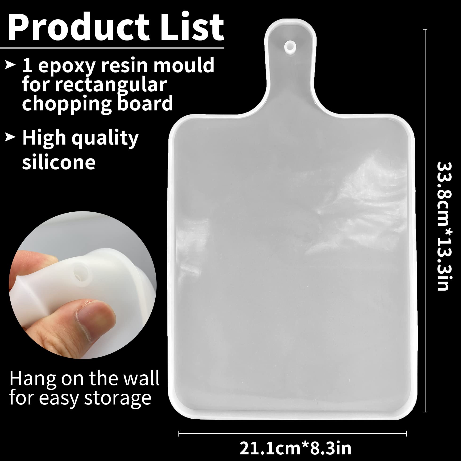 1 Pcs Silicone Resin Tray Mold - Large Rectangle Handle Epoxy Casting Mold for DIY Serving Trays, Resin Art & Home Decor - Perfect for Crafting, Gift Making & Kitchen Use