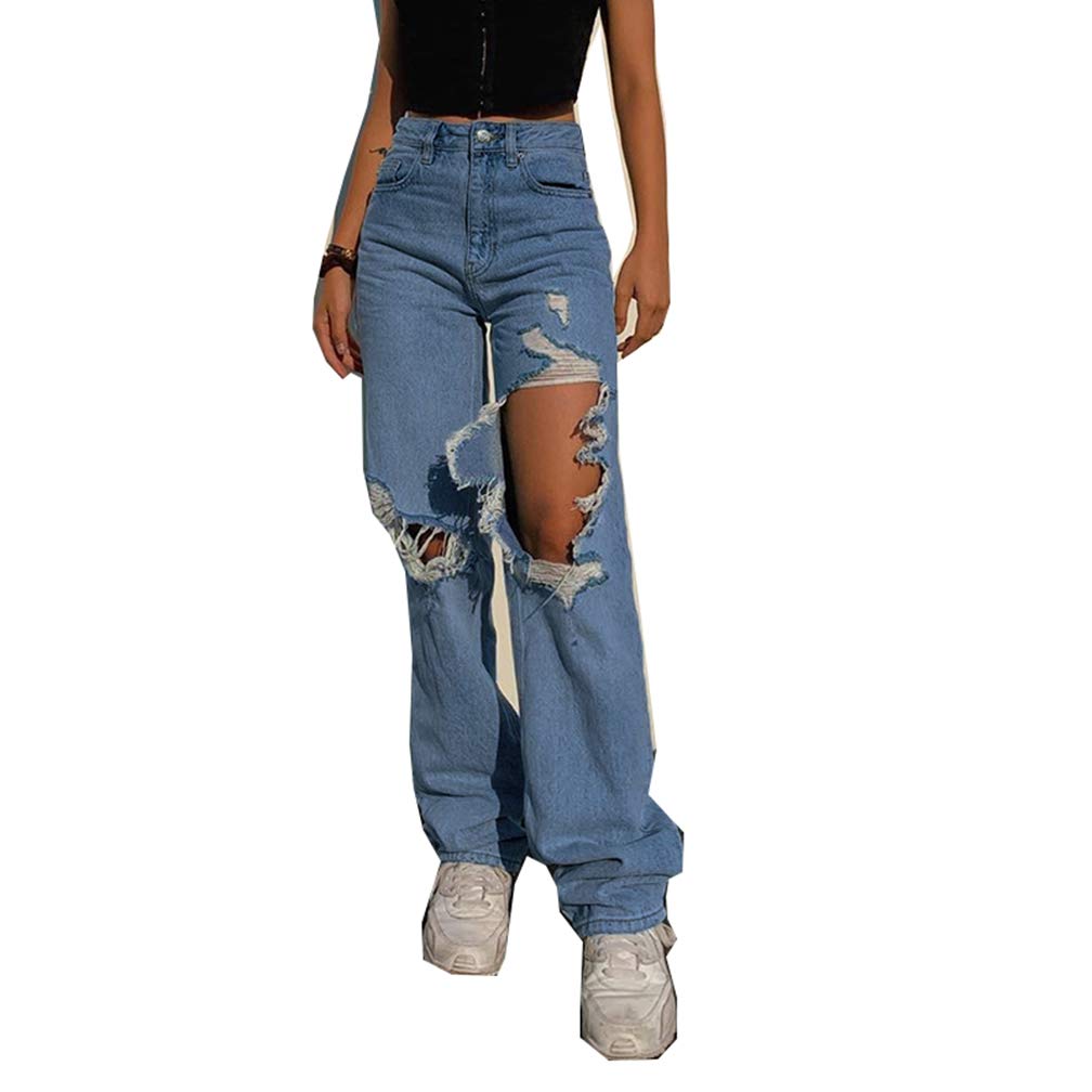 Stylish Women's High Waist Patchwork Jeans - Vintage Straight Leg Denim Pants for Casual Wear & Street Fashion | Perfect for Everyday Outfits, Date Nights and Trendy Looks