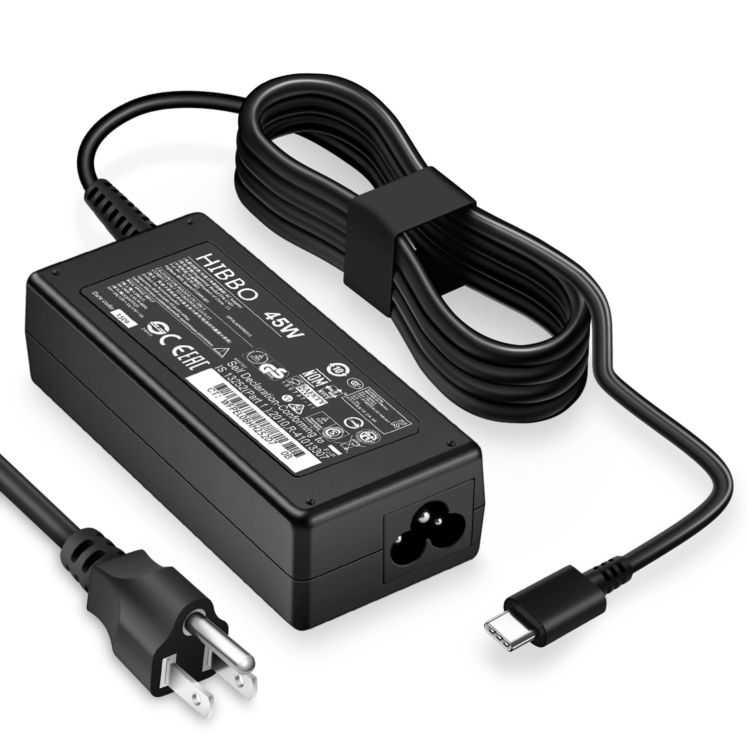45W USB-C Universal Laptop Charger for Chromebook, HP, Lenovo, Dell, Acer, Asus, Samsung - Fast Charging Power Adapter for Work, Travel & Home Use
