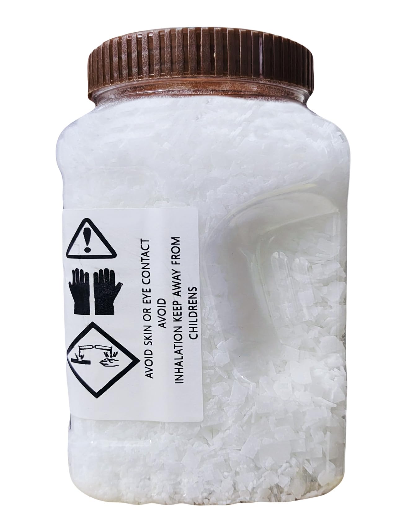 Caustic Soda Flakes 900g - Powerful Drain Cleaner, Pipe Opener & Chimney Cleaner | Removes Tough Blockages in Sinks, Drains & Pipes | Safe Plastic Jar Packaging for Home & Industrial Use