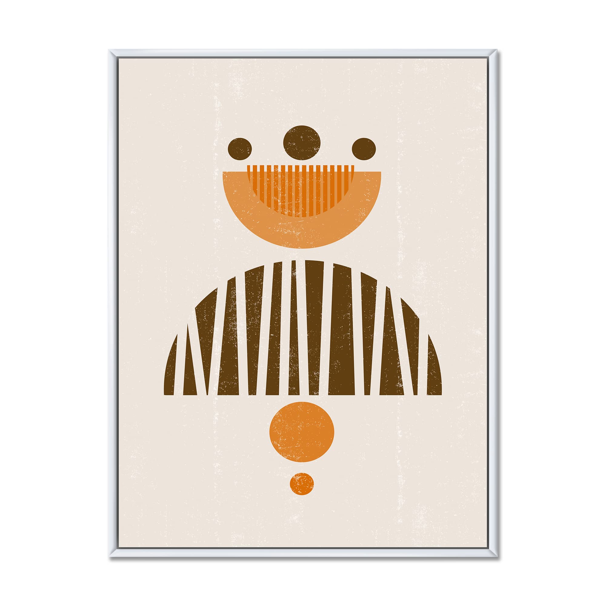 Abstract Minimal Sun and Moon Wall Art - Earth Tone Framed Canvas Print for Living Room & Bedroom Decor | Modern Home & Office Wall Decor