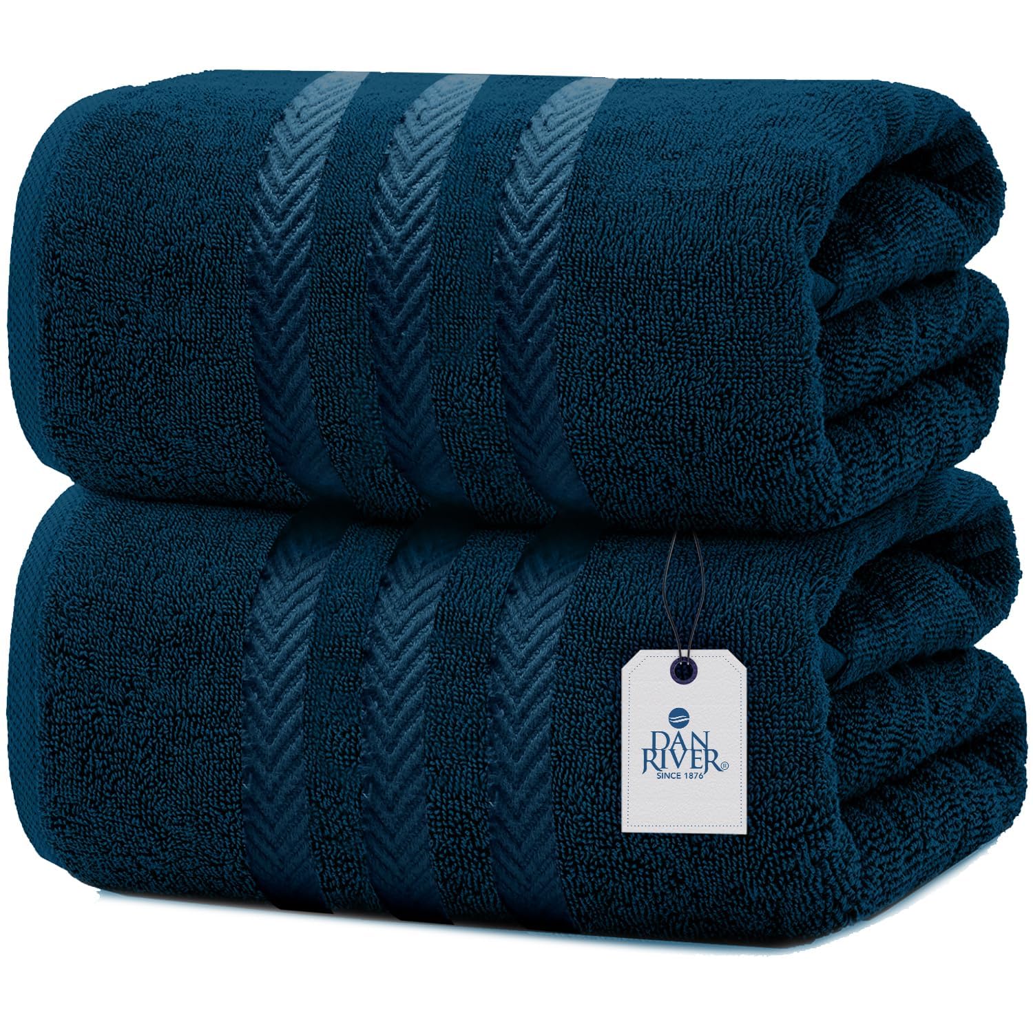 DAN RIVER 2-Pack Oversized Bath Sheets 35x70 Inches - Extra Large, Absorbent, Quick Dry Towels in Blue Opal for Spa, Bathroom, and Beach Use