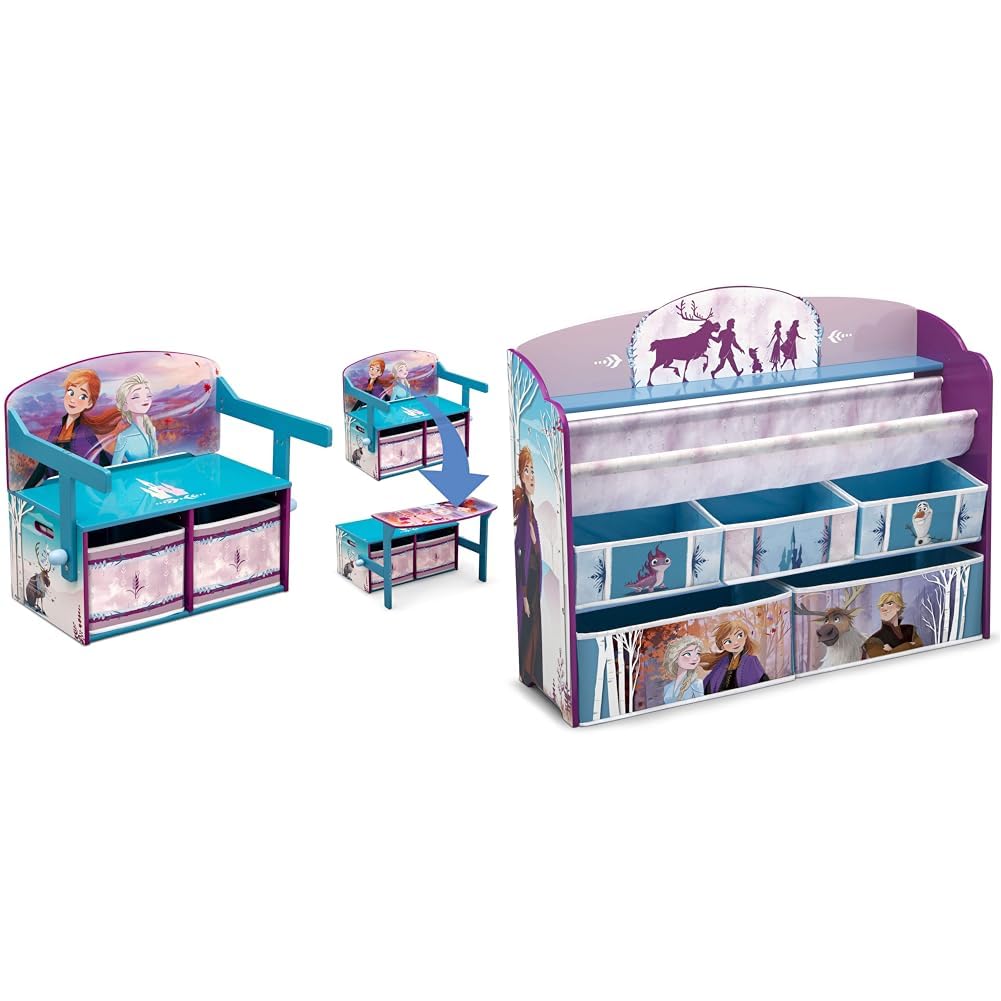Delta Children Kids Convertible Activity Bench - Greenguard Gold Certified, Disney Frozen II Toy & Book Storage Organizer for Bedroom, Playroom & Nursery