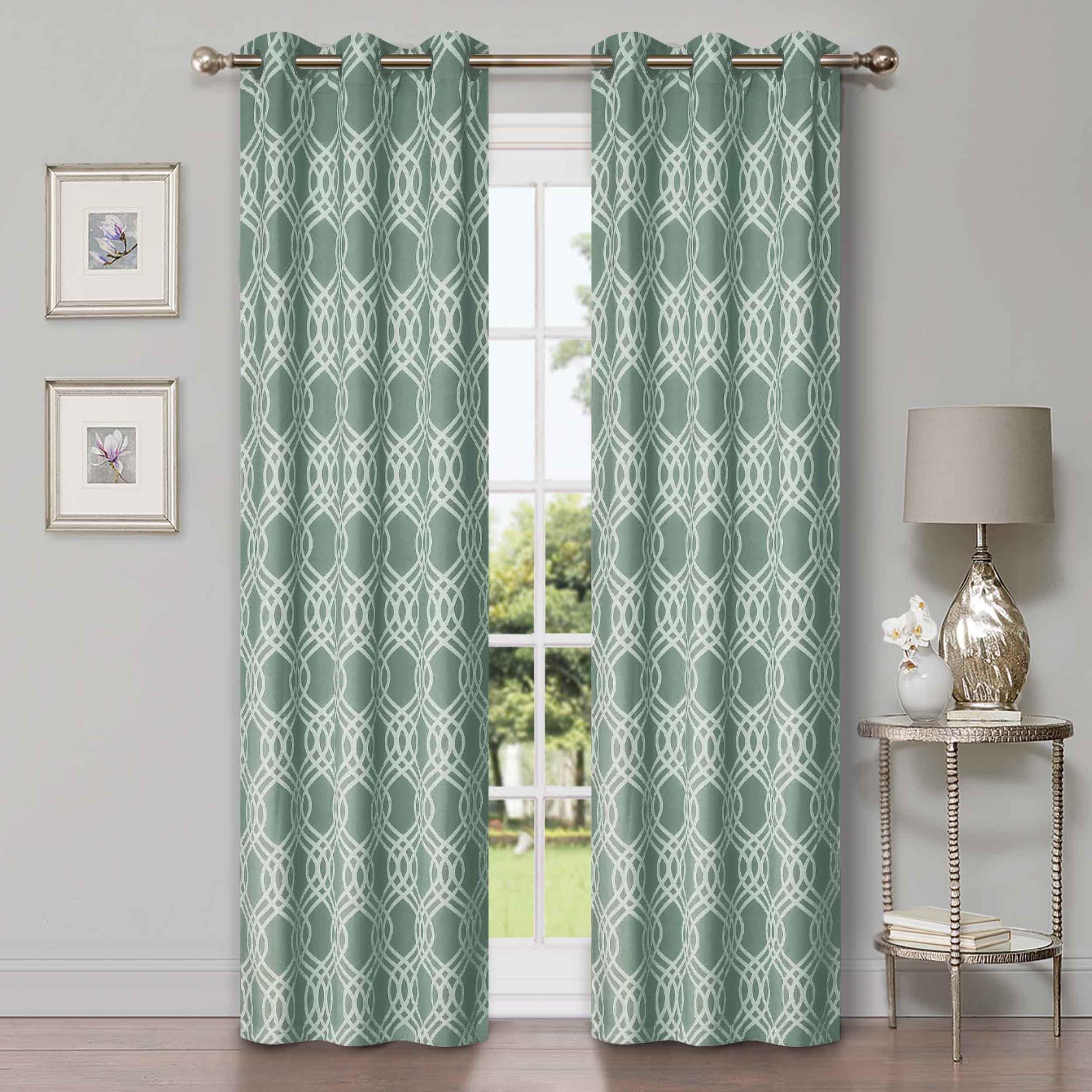 Blackout Curtains for Bedroom - Washable Room Darkening Ribbon Trellis Curtain Panel Set - Perfect for Nursery, Home Theater & Light Sleepers
