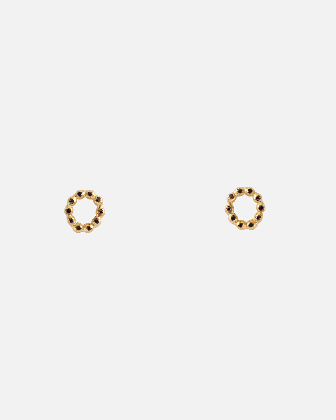 Black Diamond Stud Earrings for Women - 14K Gold Plated Circle Hoop Earrings for Everyday Wear & Special Occasions