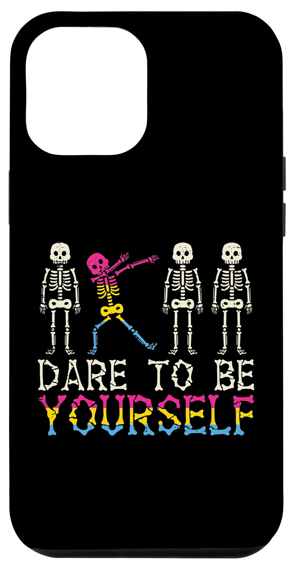 iPhone 12 Pro Max Case - Skeleton Design with Pansexual Pride Flag - Shockproof & Slim Fit - Perfect for LGBTQ+ Pride Events, Daily Use & Style Statement