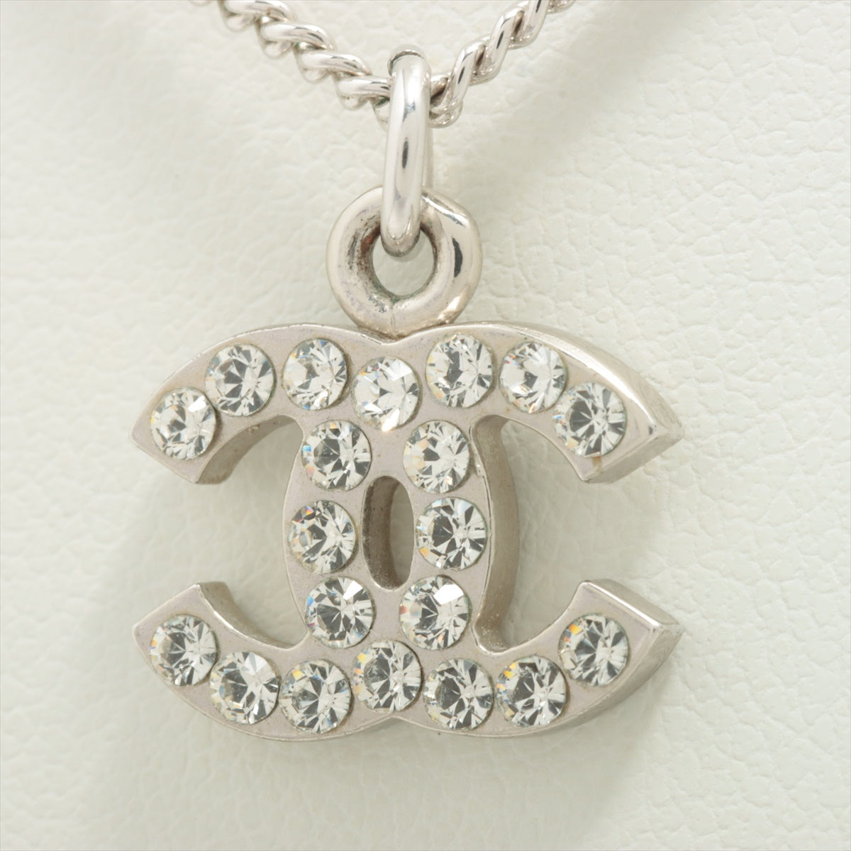 Chanel CC Silver Rhinestone Necklace - Elegant Costume Jewelry for Women | Perfect for Parties, Weddings & Special Occasions