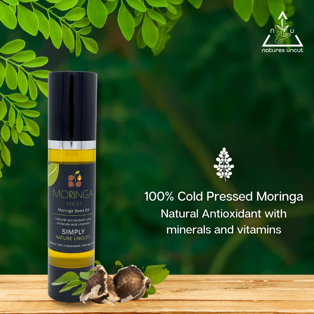 Organic Moringa Oil for Skin & Hair Care - 100% Pure Natural Face Moisturizer to Soothe, Tighten & Hydrate Skin - Helps with Acne & Eczema Treatment - 50ml Bottle for Daily Beauty & Wellness Routine