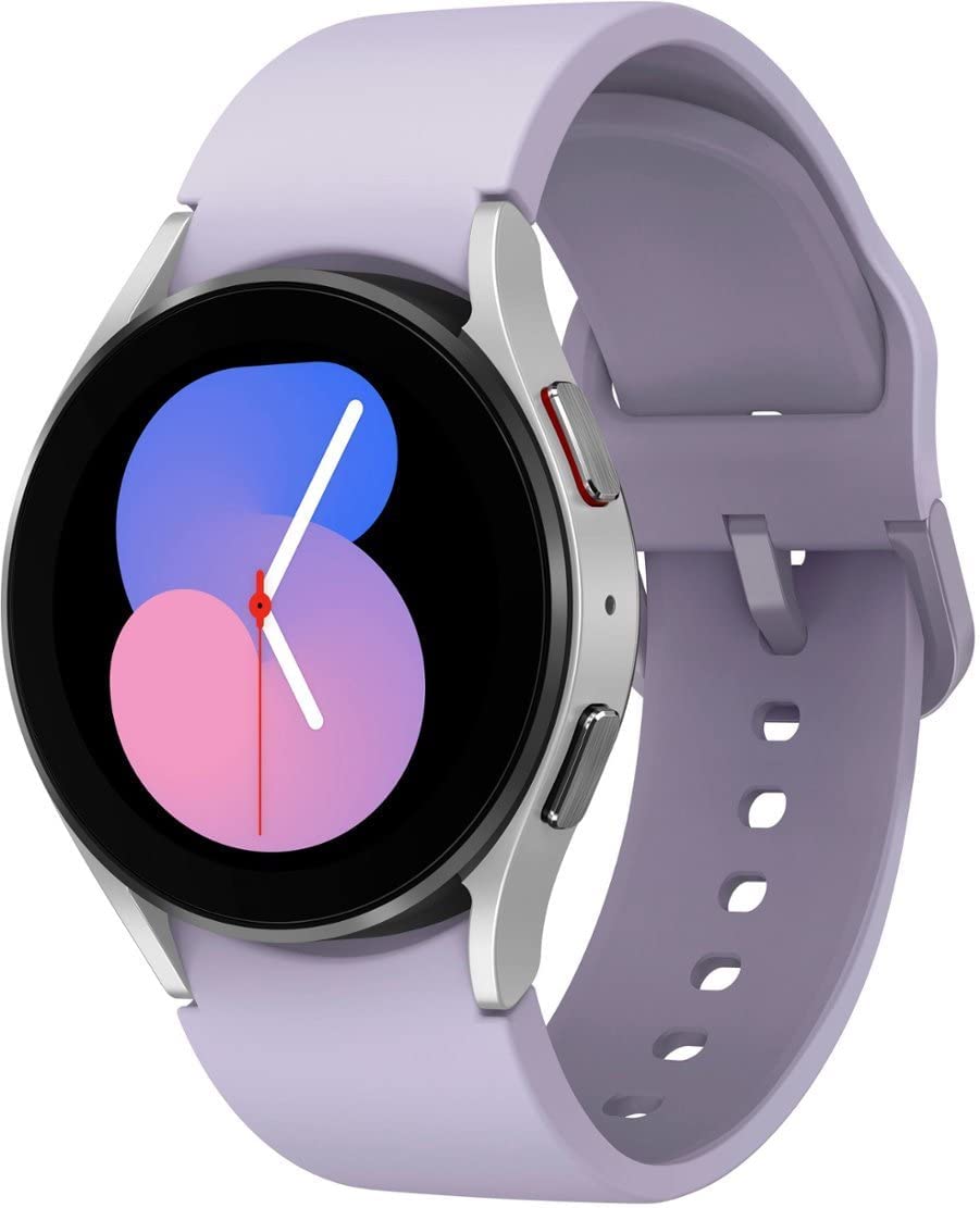 SAMSUNG Galaxy Watch 5 40mm Bluetooth Smartwatch with Body, Health, Fitness & Sleep Tracking - Sapphire Crystal Glass, Enhanced GPS - US Version (Renewed) - Silver Bezel & Purple Band - Perfect for Workouts, Running & Daily Activity Monitoring