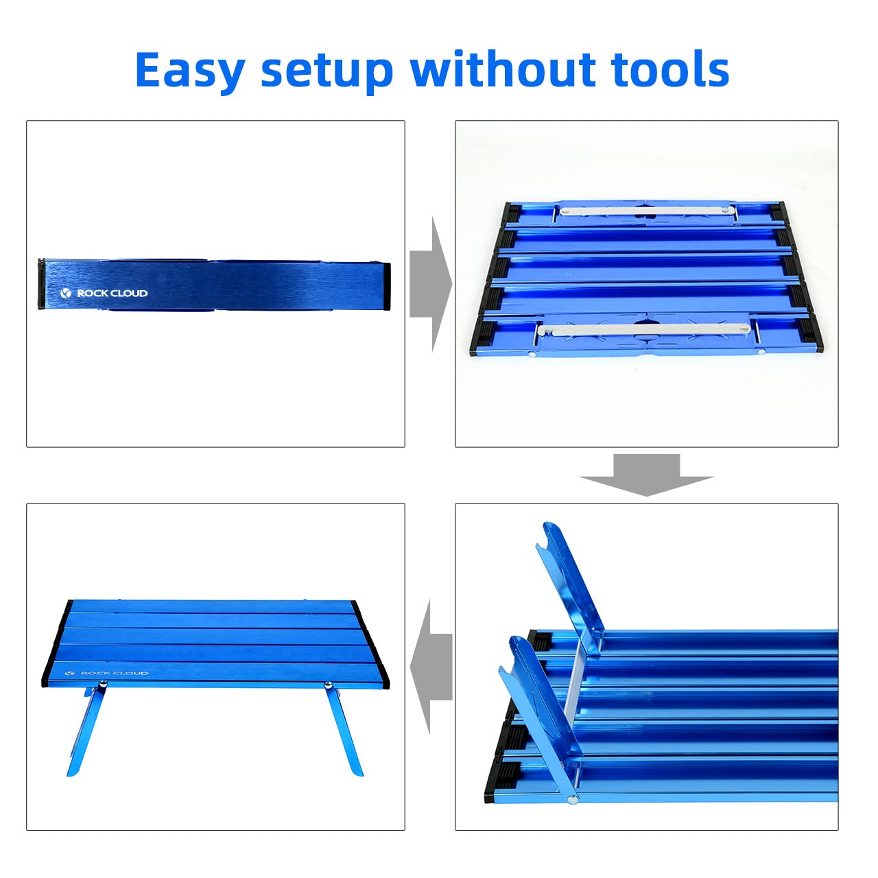 ROCK CLOUD Portable Aluminum Beach Table - Ultralight Mini Folding Camping Table for Outdoor, Picnic & Travel - Blue | Perfect for Beach, Camping, Backyard & Tailgating