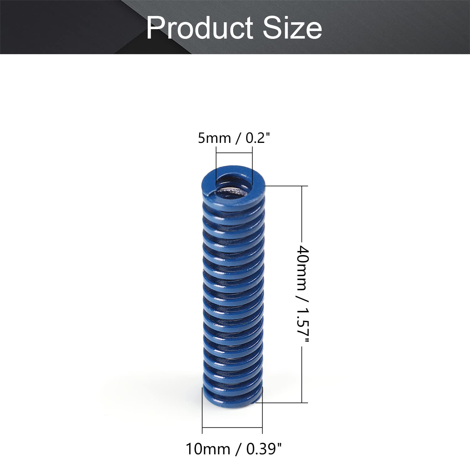 MroMax 3D Printer Die Springs - 10mm OD 40mm Long Compression Springs, Spring Steel Spiral Stamping Light Load Mold Springs (Blue, 5Pcs) - Perfect for 3D Printer Bed Leveling and Bottom Connection